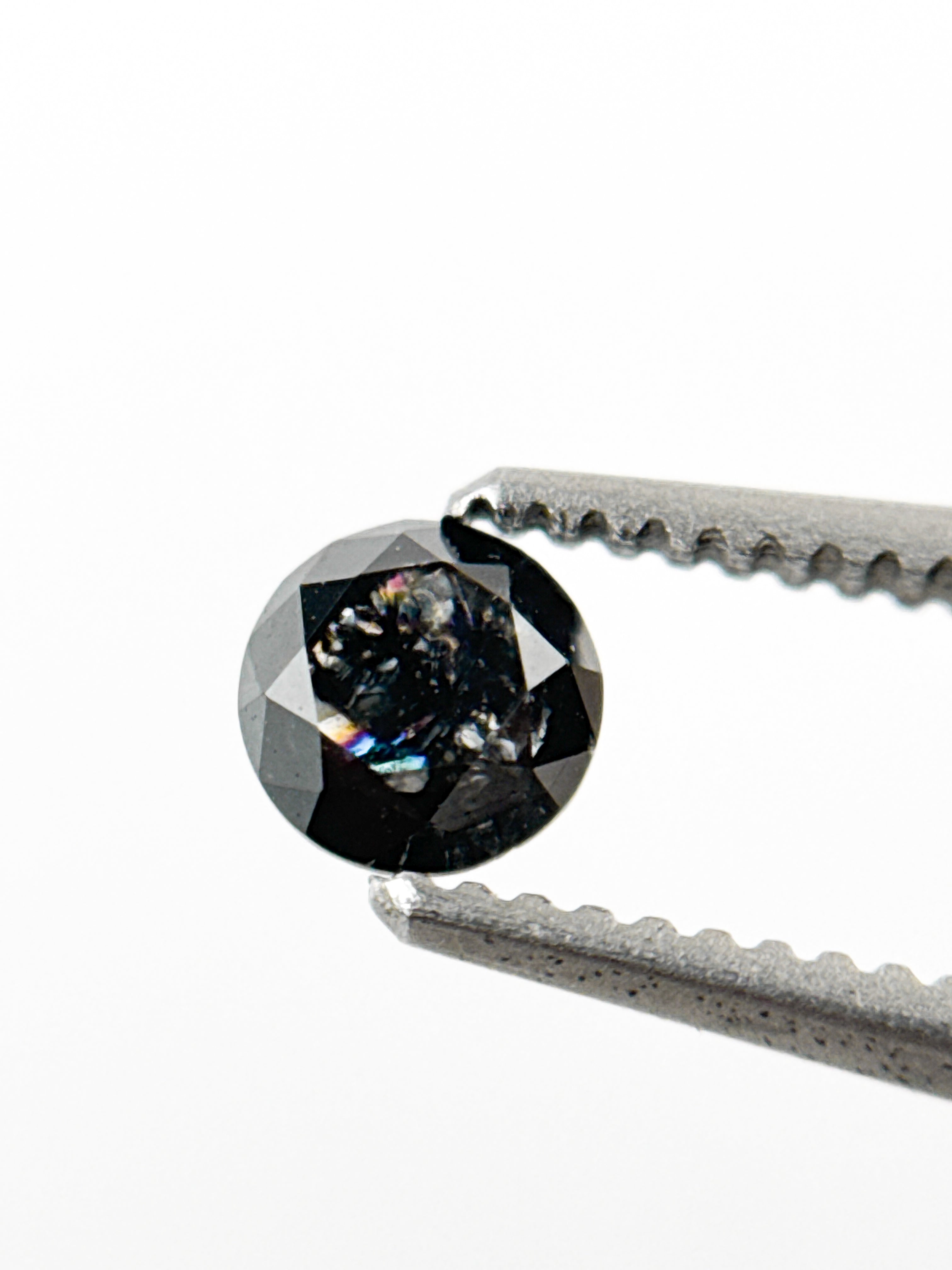 0.29 Ct Round Brilliant Cut Black Natural Inclusion Fancy Diamond