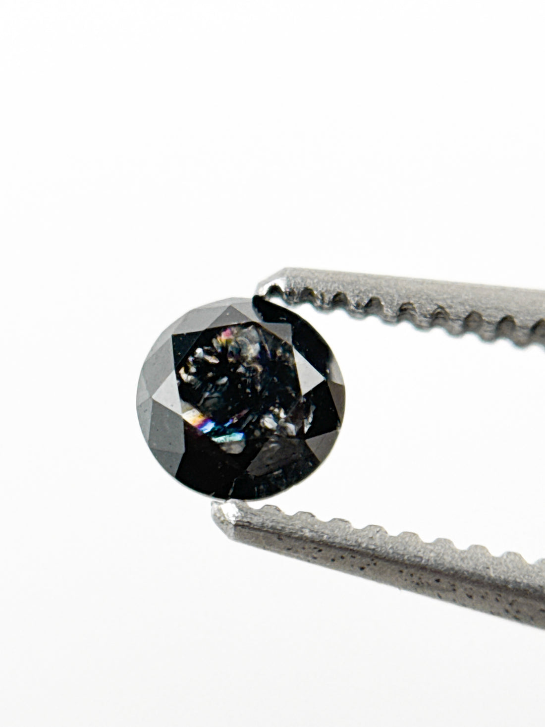 0.29 Ct Round Brilliant Cut Black Natural Inclusion Fancy Diamond