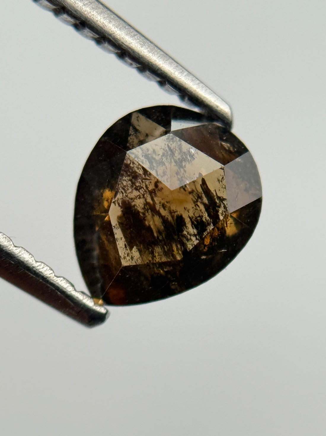 0.96 Ct Pear Rose Cut Brown Natural Salt and Pepper Diamond