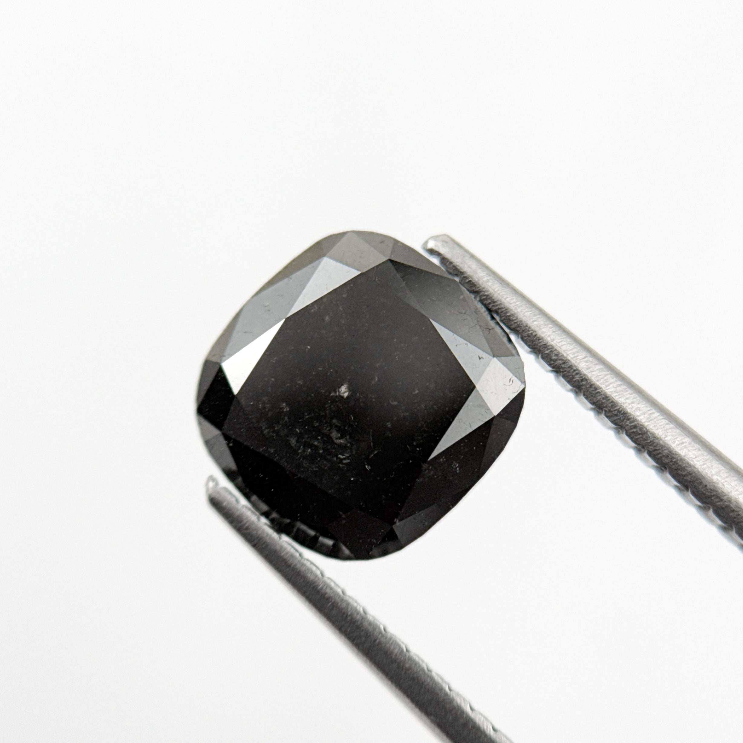 2.95 Ct Cushion Rose Cut Black Natural Vintage Diamond