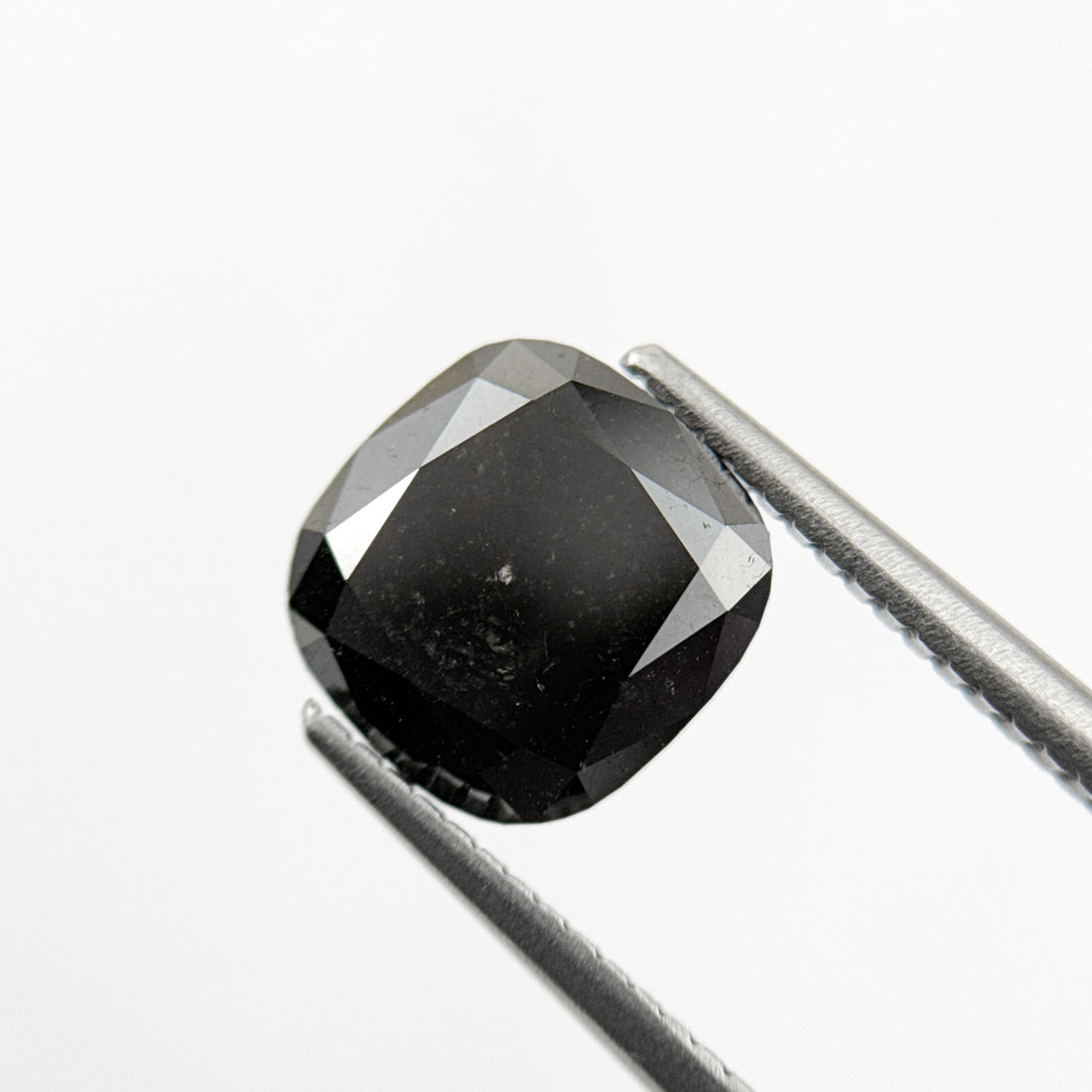 2.95 Ct Cushion Rose Cut Black Natural Vintage Diamond