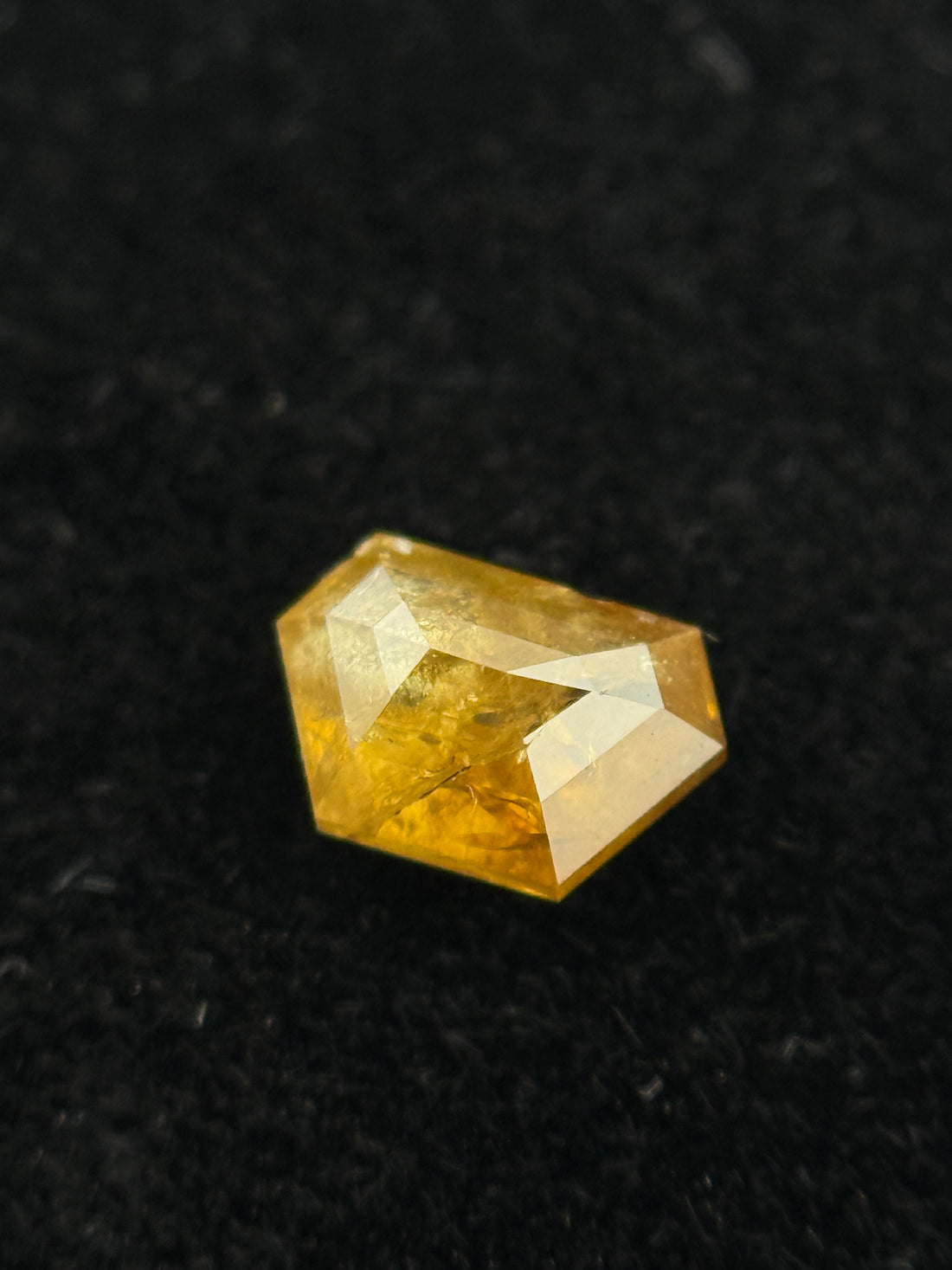 0.40 Ct Trapezoid Rose Cut Yellow Natural Salt and Pepper Diamond