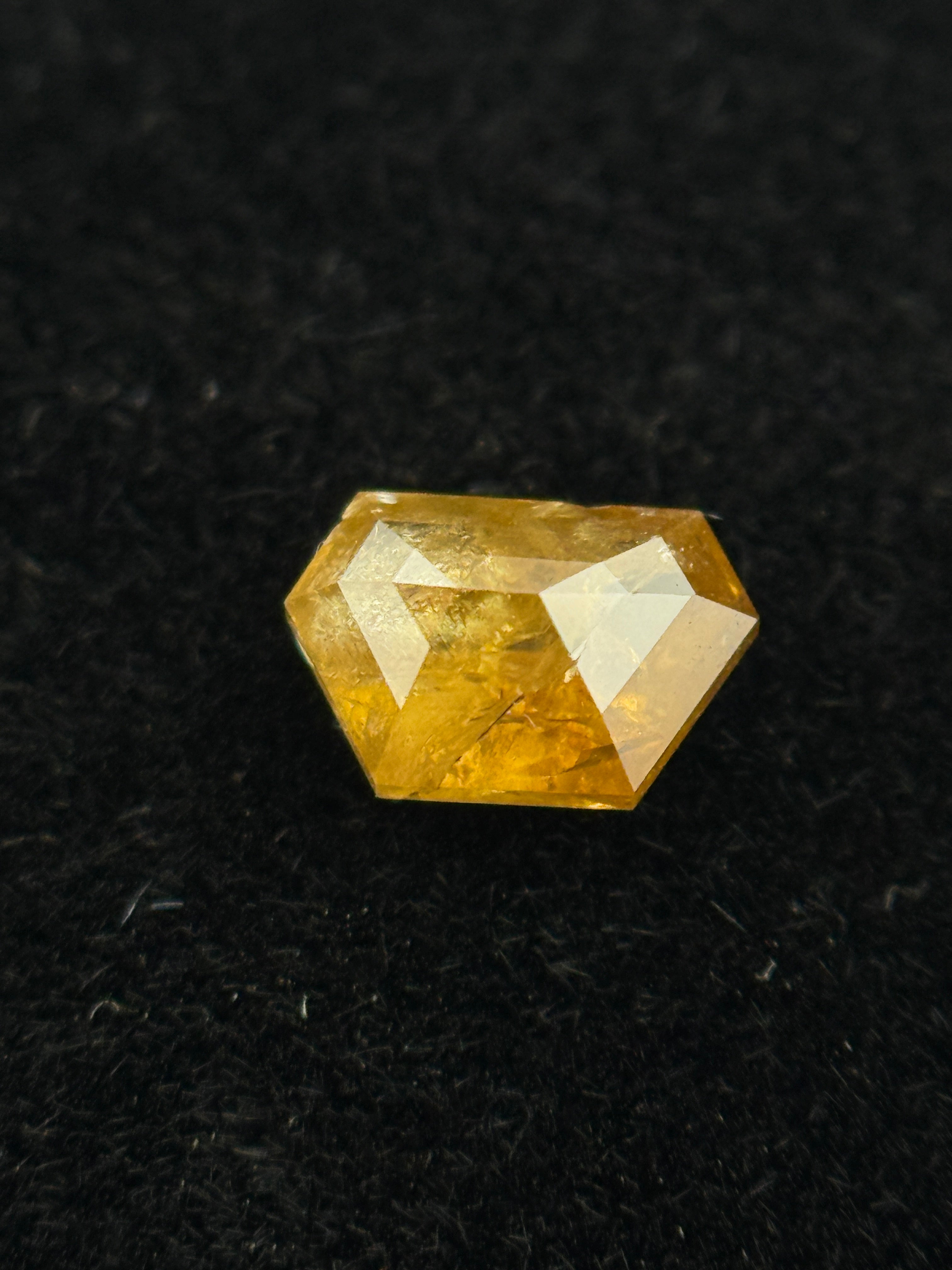 0.40 Ct Trapezoid Rose Cut Yellow Natural Salt and Pepper Diamond