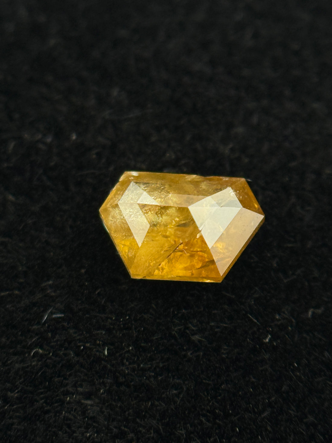 0.40 Ct Trapezoid Rose Cut Yellow Natural Salt and Pepper Diamond