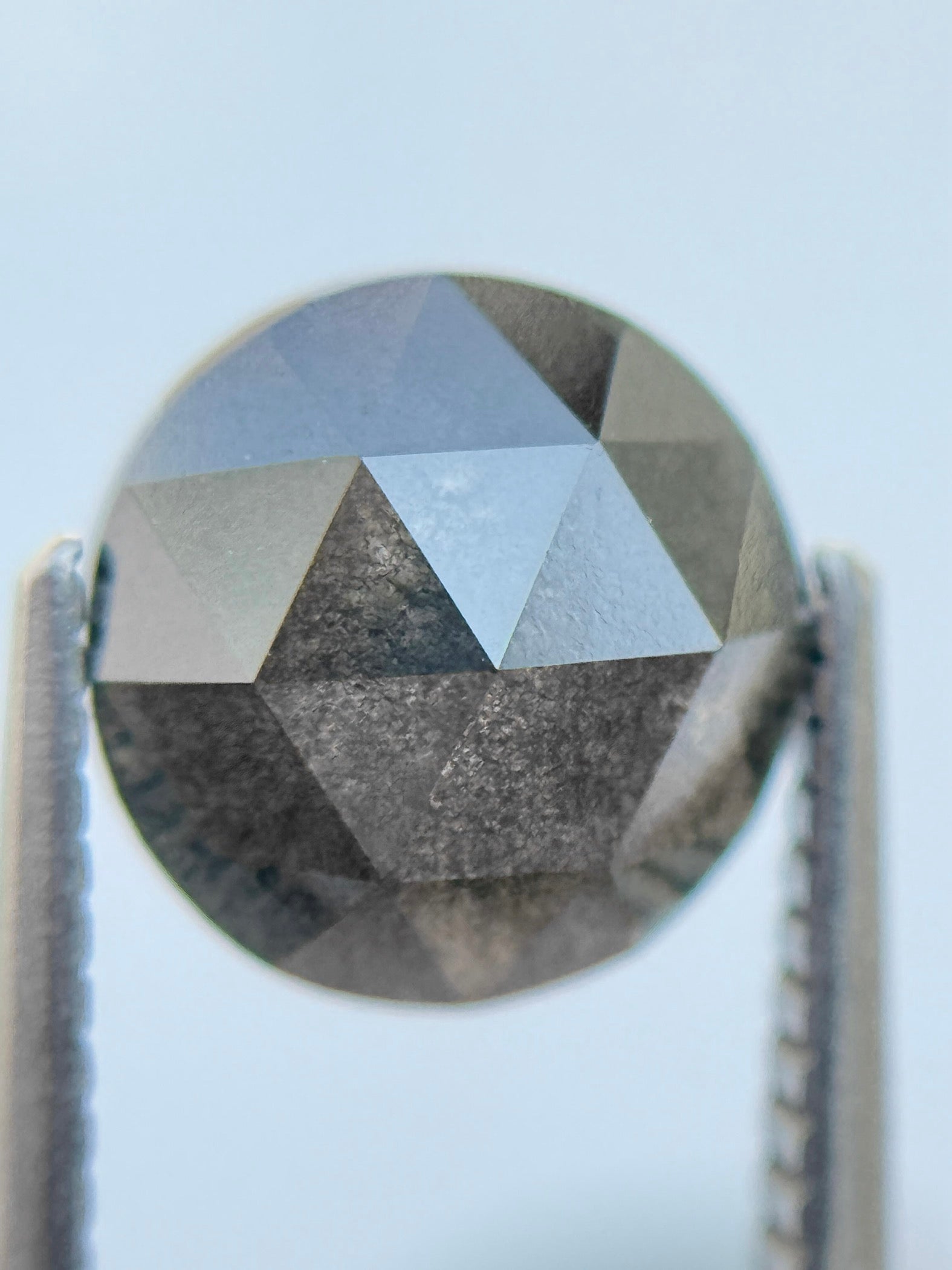 2.80 Ct Round Rose Cut Grey Natural Salt and Pepper Diamond