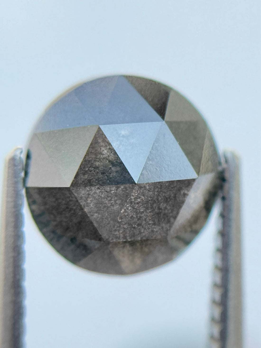 2.80 Ct Round Rose Cut Grey Natural Salt and Pepper Diamond