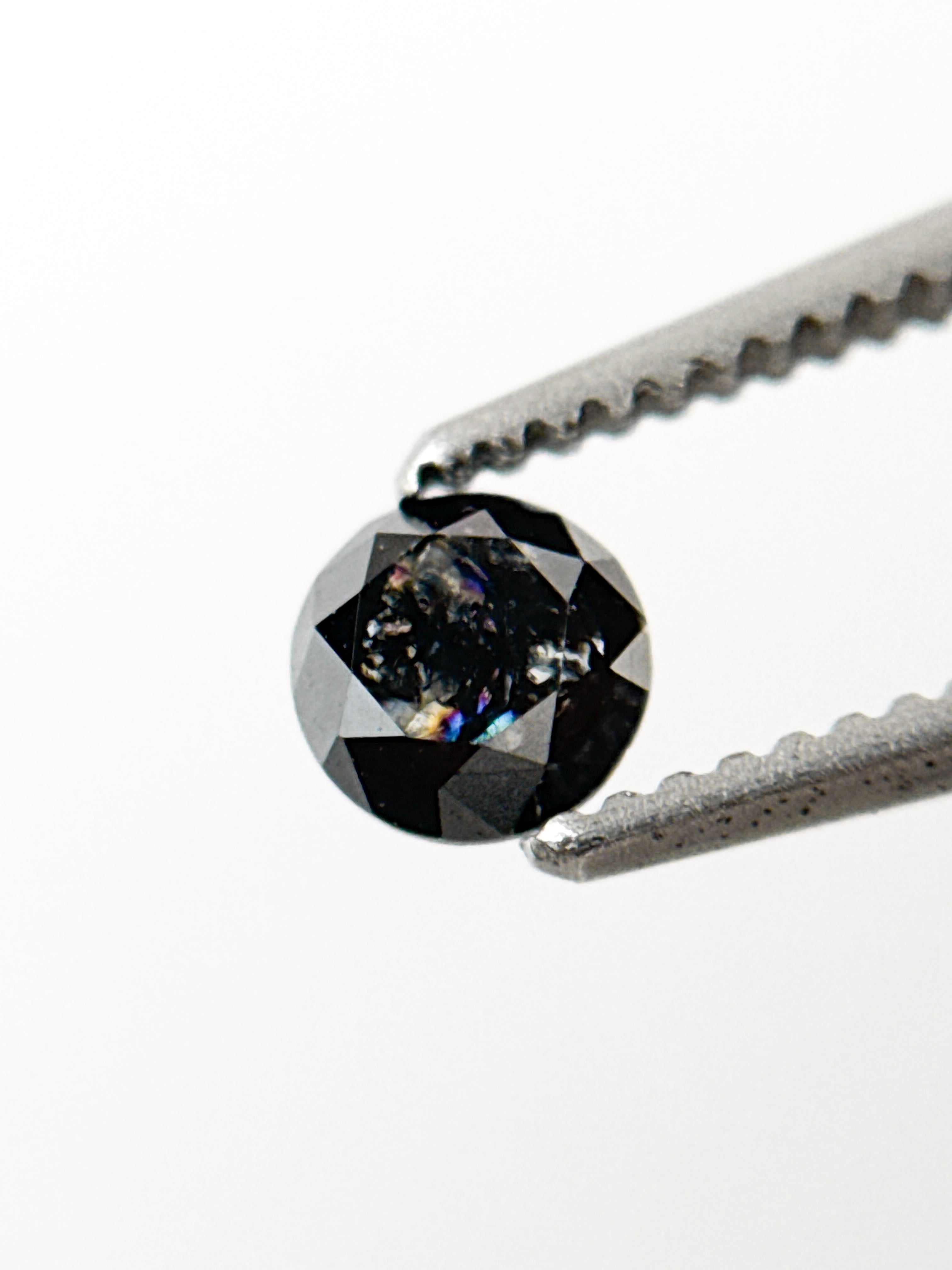 0.29 Ct Round Brilliant Cut Black Natural Inclusion Fancy Diamond