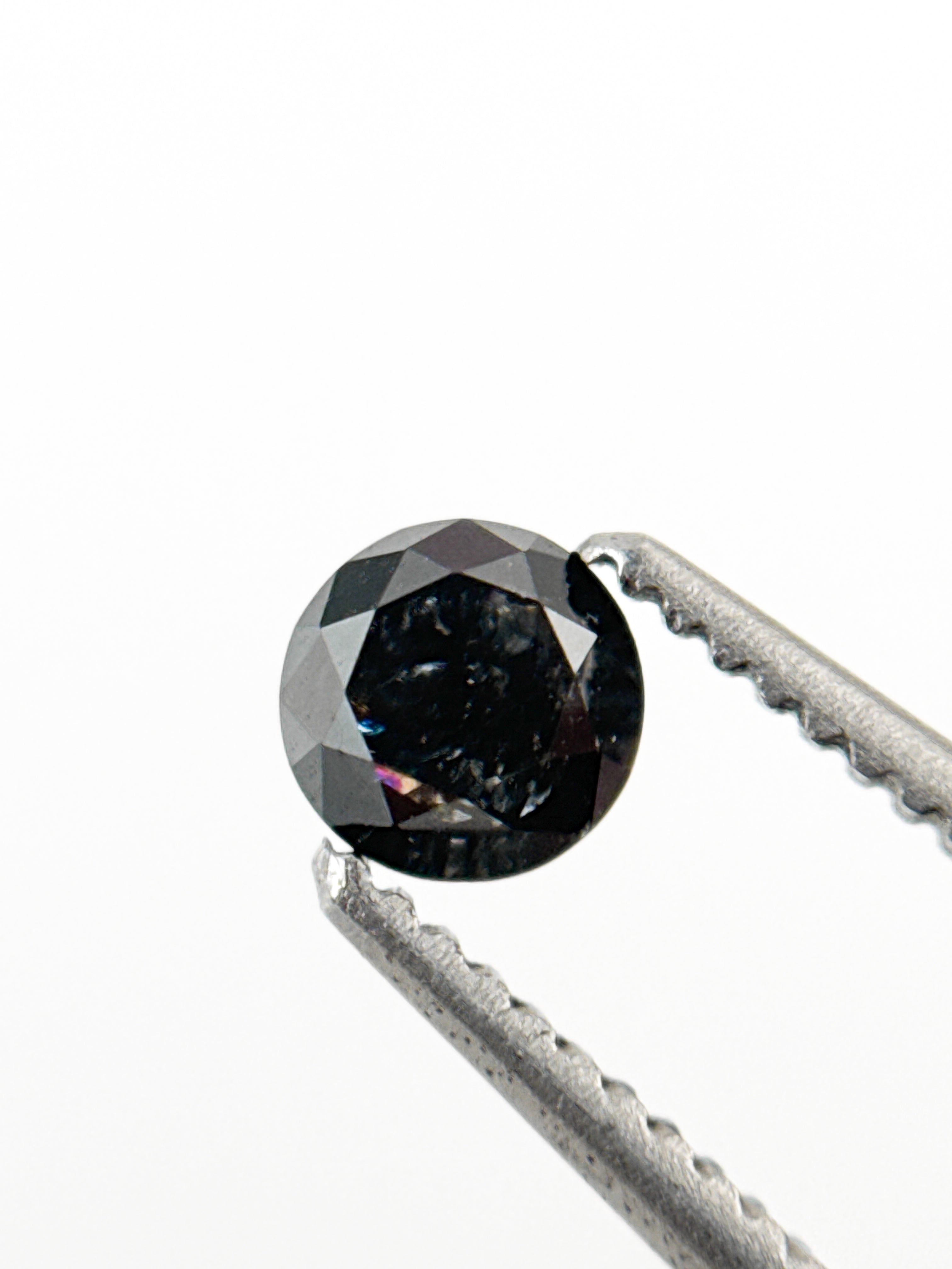 0.29 Ct Round Brilliant Cut Black Natural Inclusion Fancy Diamond
