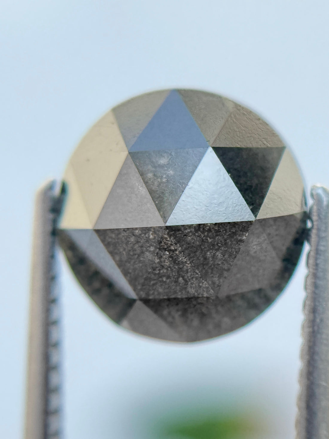 2.80 Ct Round Rose Cut Grey Natural Salt and Pepper Diamond