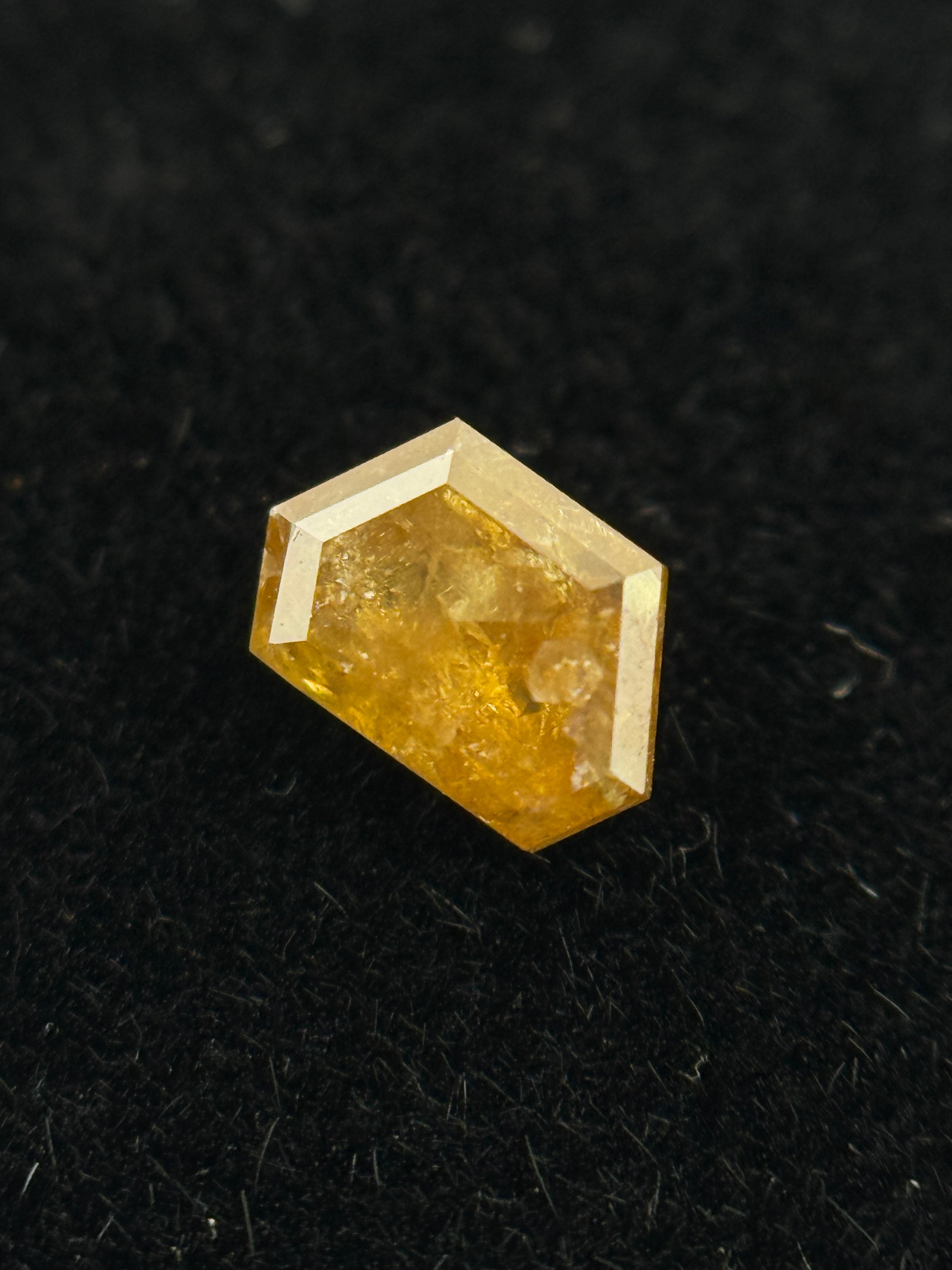 0.40 Ct Trapezoid Rose Cut Yellow Natural Salt and Pepper Diamond