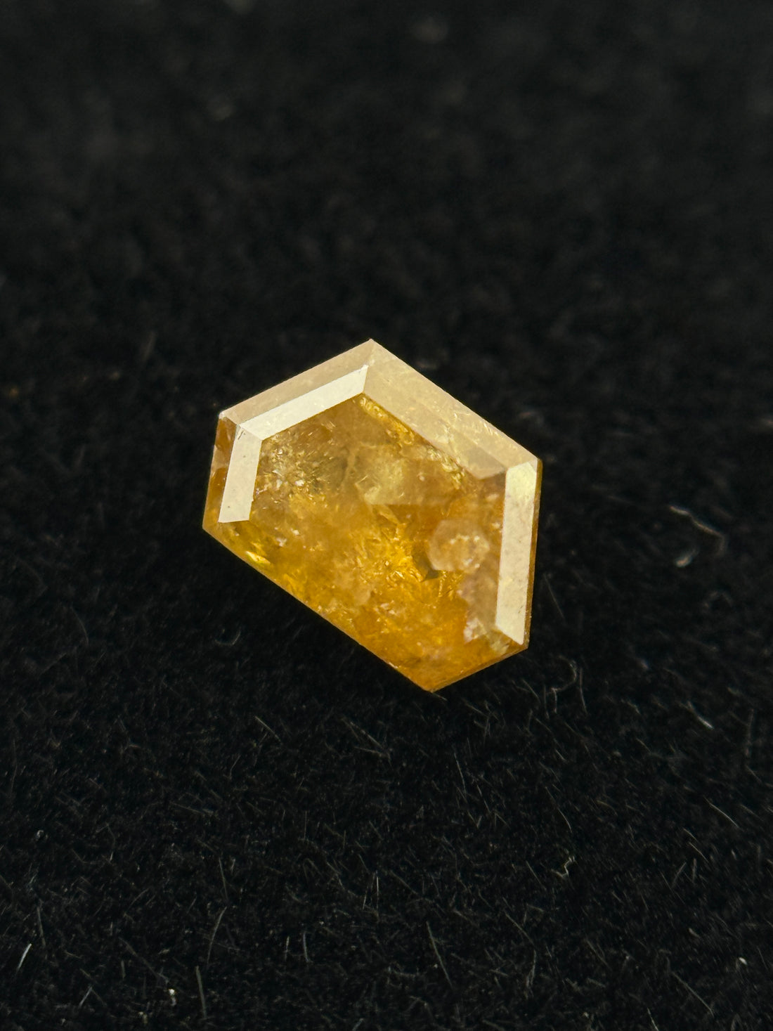 0.40 Ct Trapezoid Rose Cut Yellow Natural Salt and Pepper Diamond
