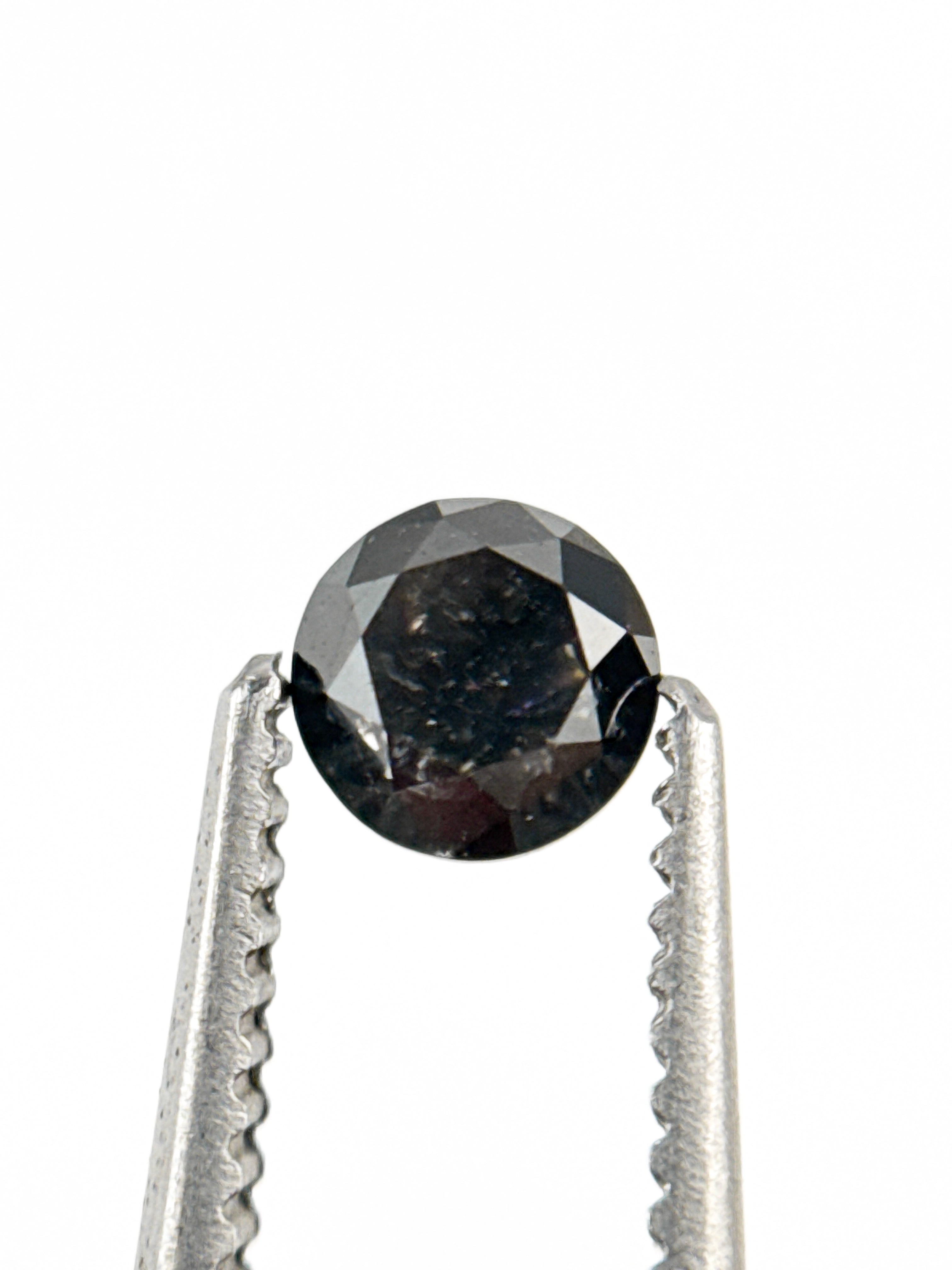 0.29 Ct Round Brilliant Cut Black Natural Inclusion Fancy Diamond