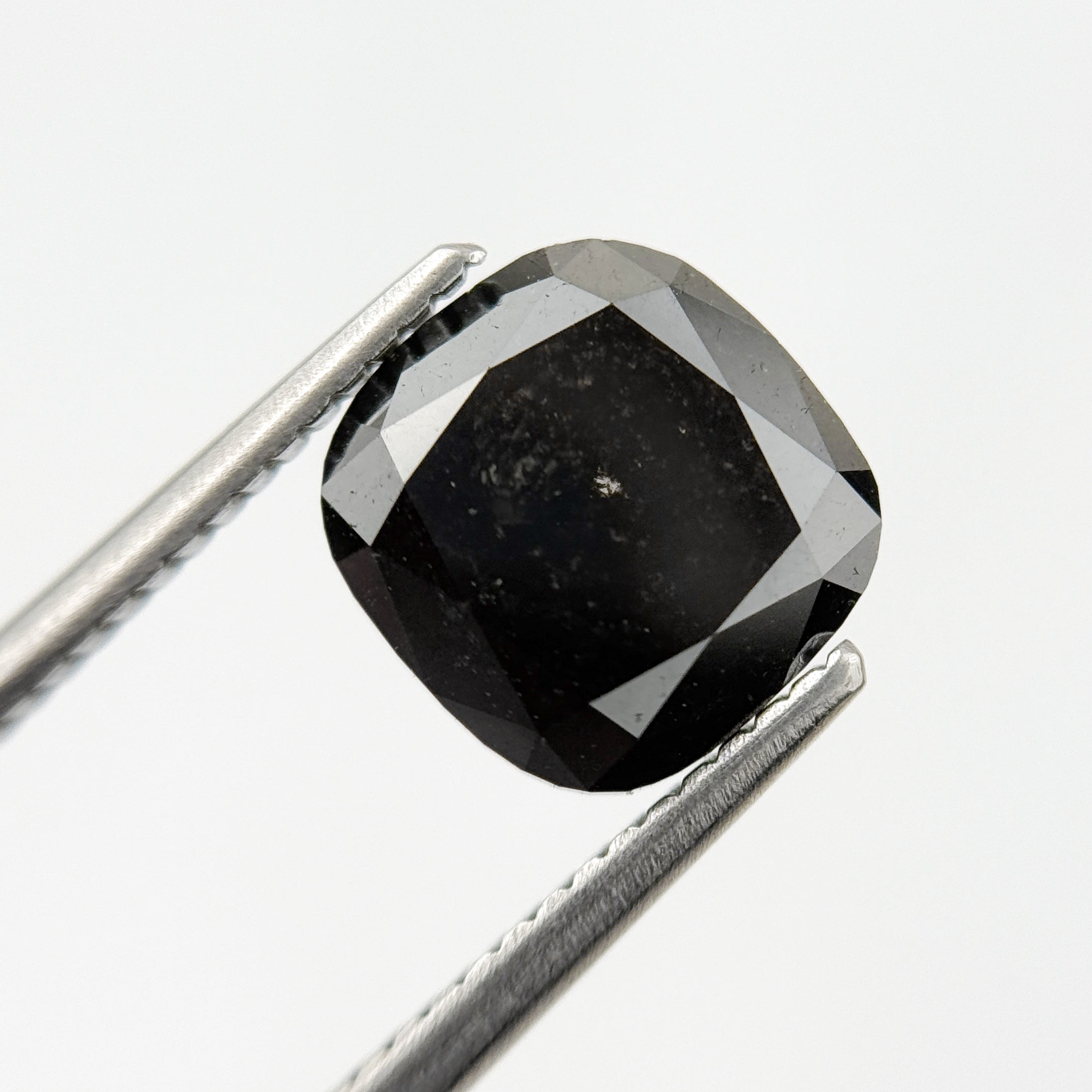 2.95 Ct Cushion Rose Cut Black Natural Vintage Diamond