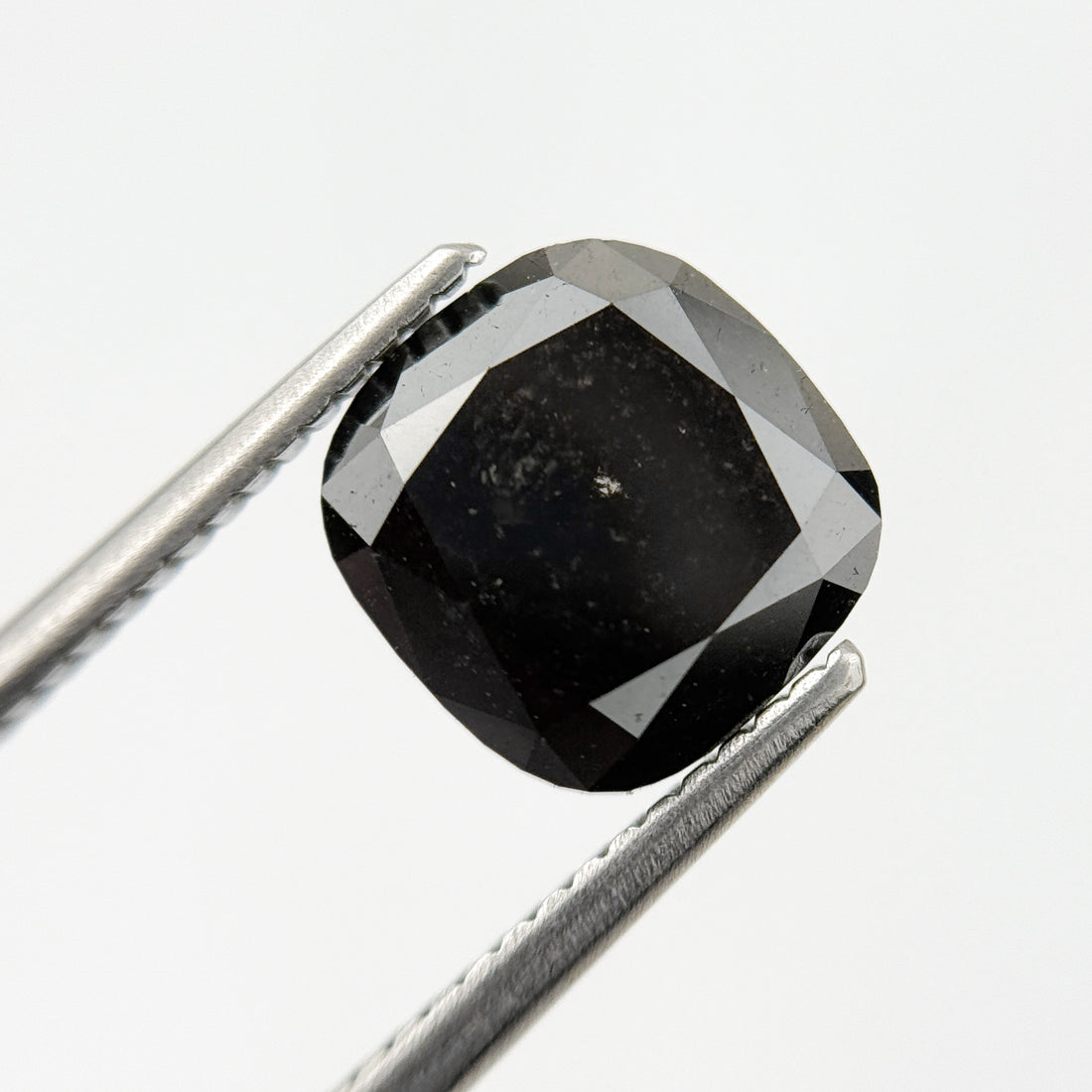 2.95 Ct Cushion Rose Cut Black Natural Vintage Diamond