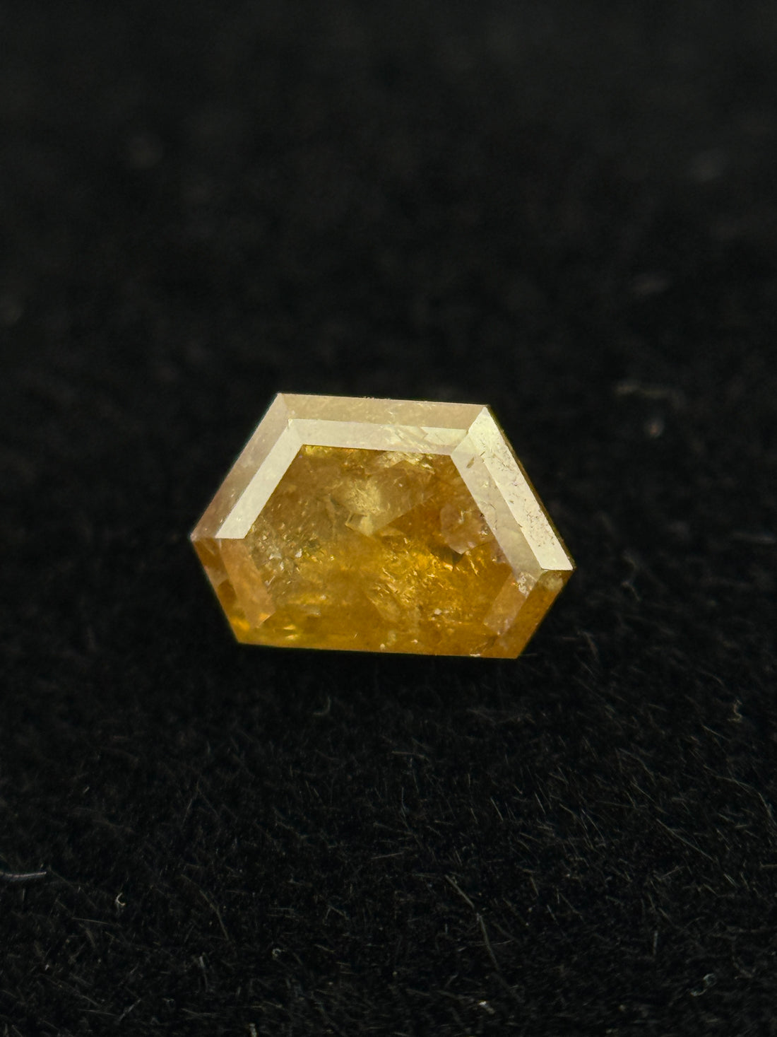 0.40 Ct Trapezoid Rose Cut Yellow Natural Salt and Pepper Diamond
