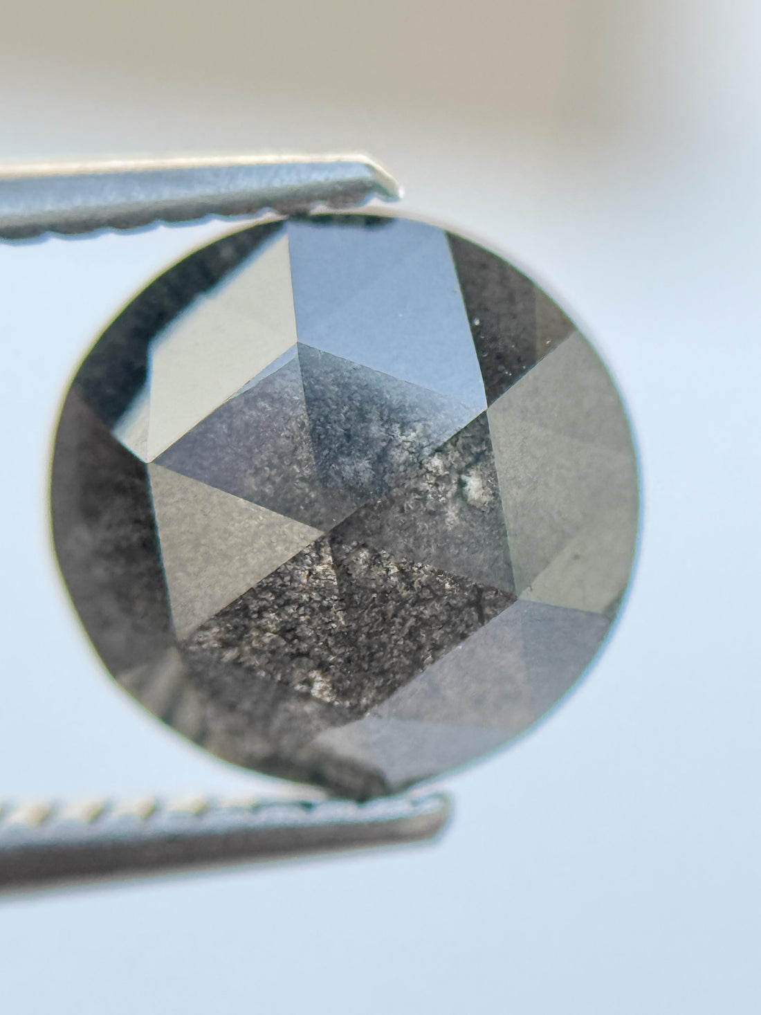 2.80 Ct Round Rose Cut Grey Natural Salt and Pepper Diamond