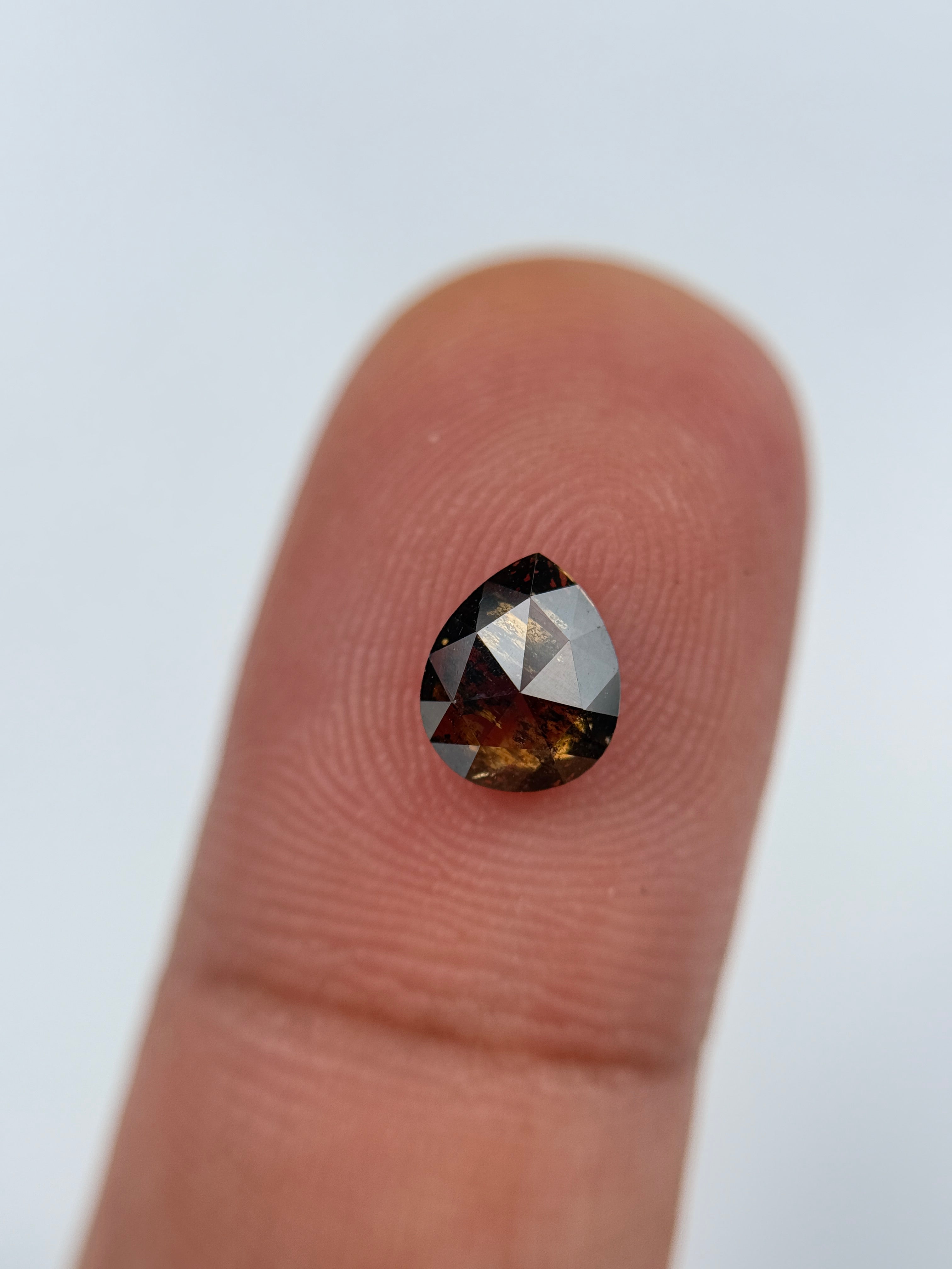 0.96 Ct Pear Rose Cut Brown Natural Salt and Pepper Diamond