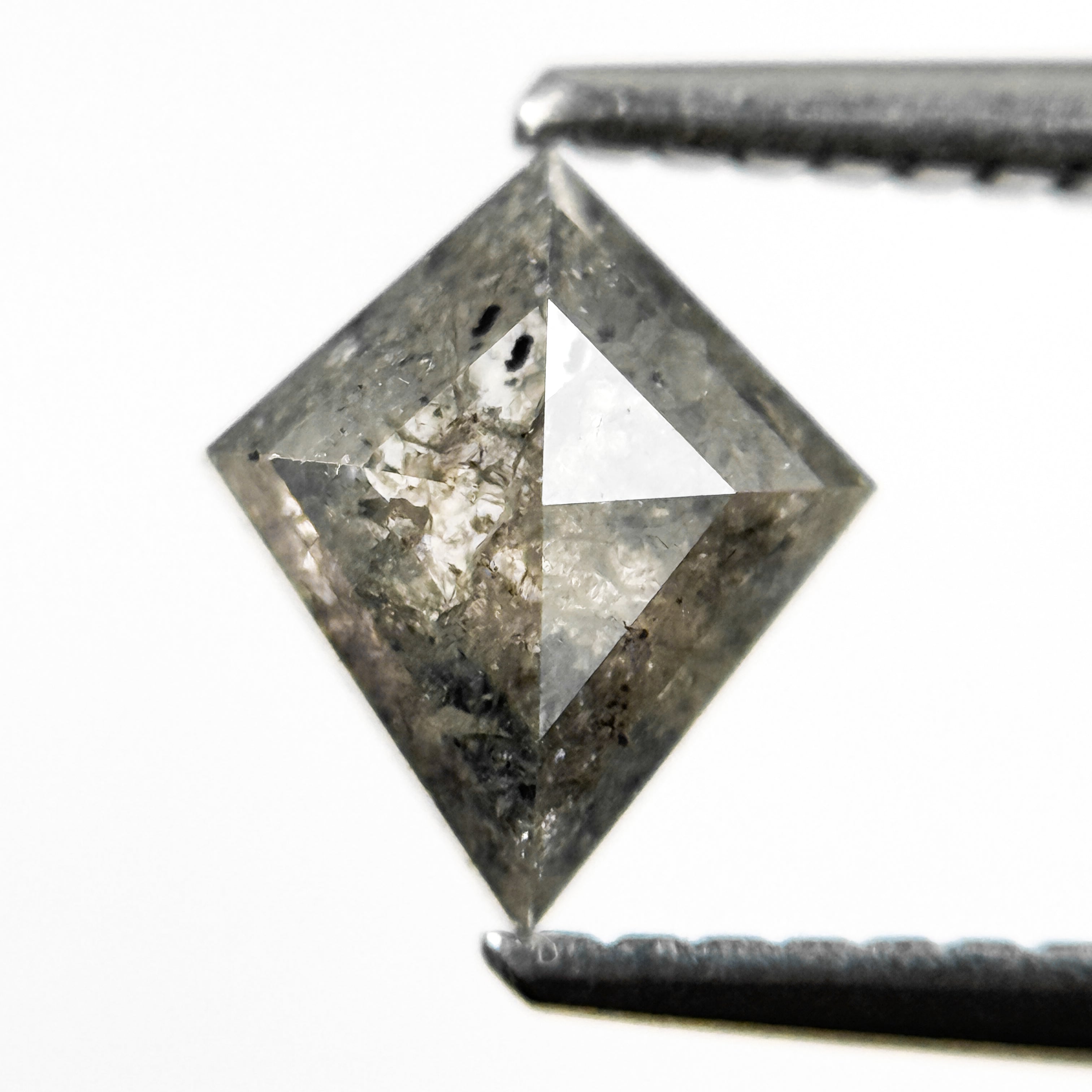 0.85 Ct Kite Rose Cut Grey Natural Salt and Pepper Diamond