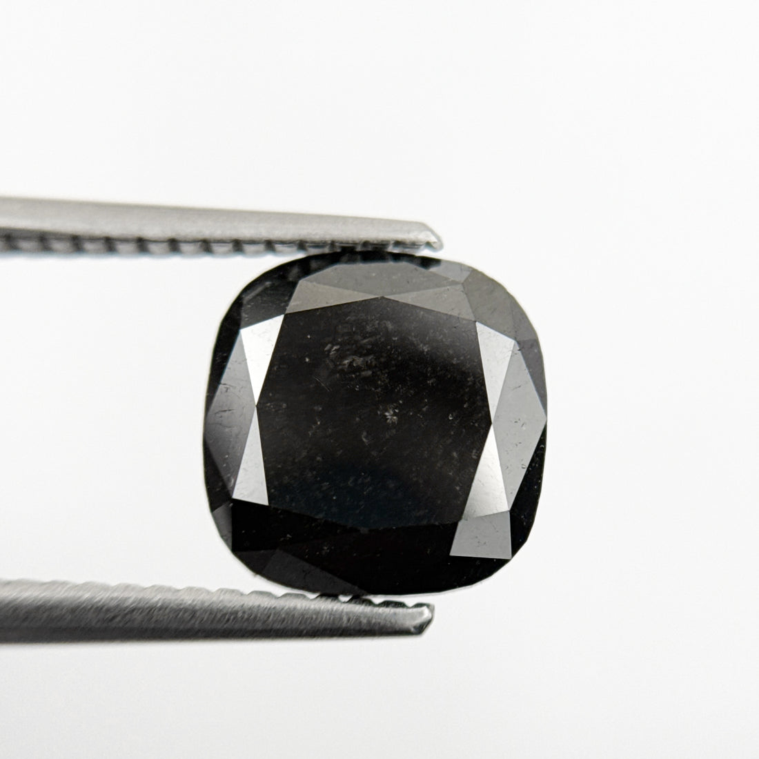 2.95 Ct Cushion Rose Cut Black Natural Vintage Diamond