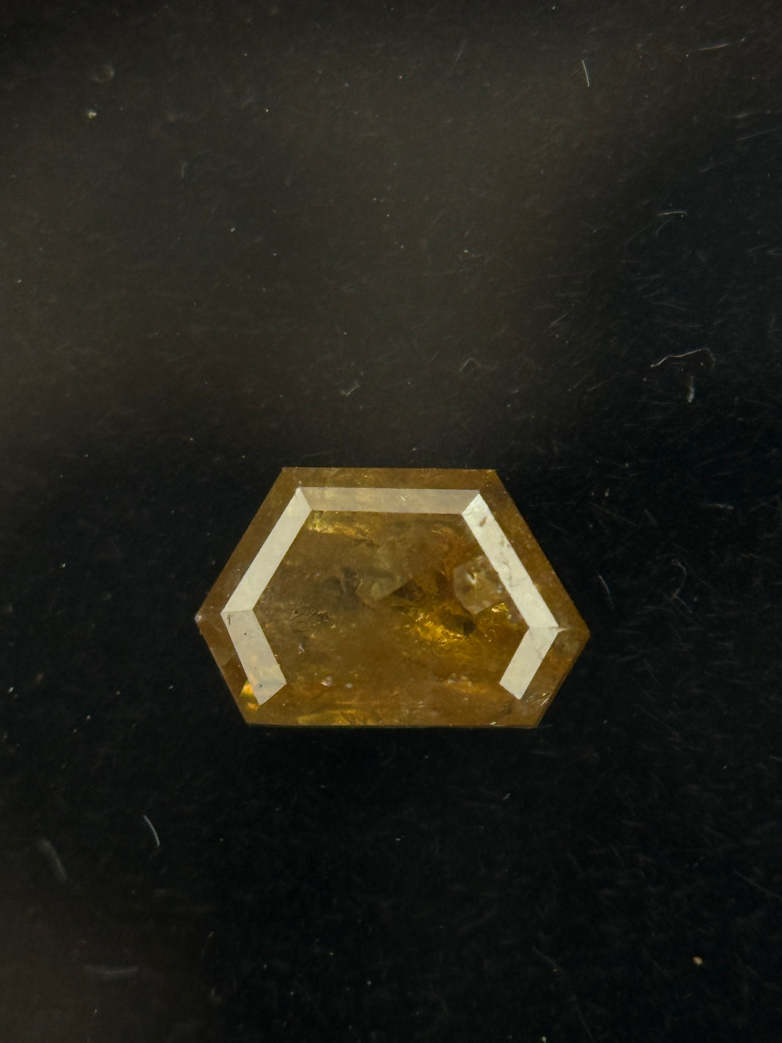 0.40 Ct Trapezoid Rose Cut Yellow Natural Salt and Pepper Diamond