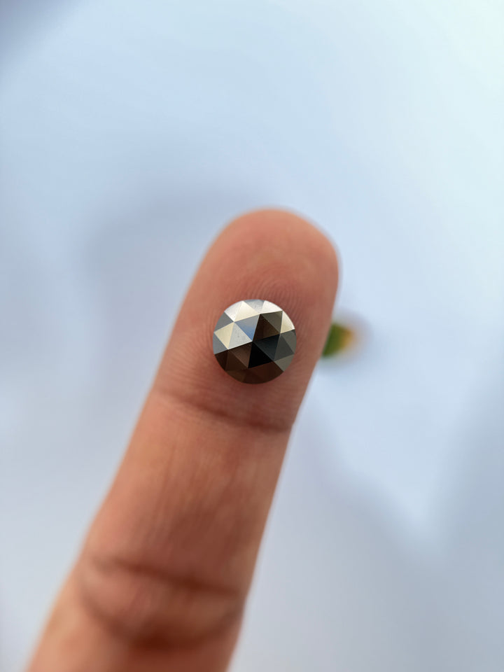 2.80 Ct Round Rose Cut Grey Natural Salt and Pepper Diamond