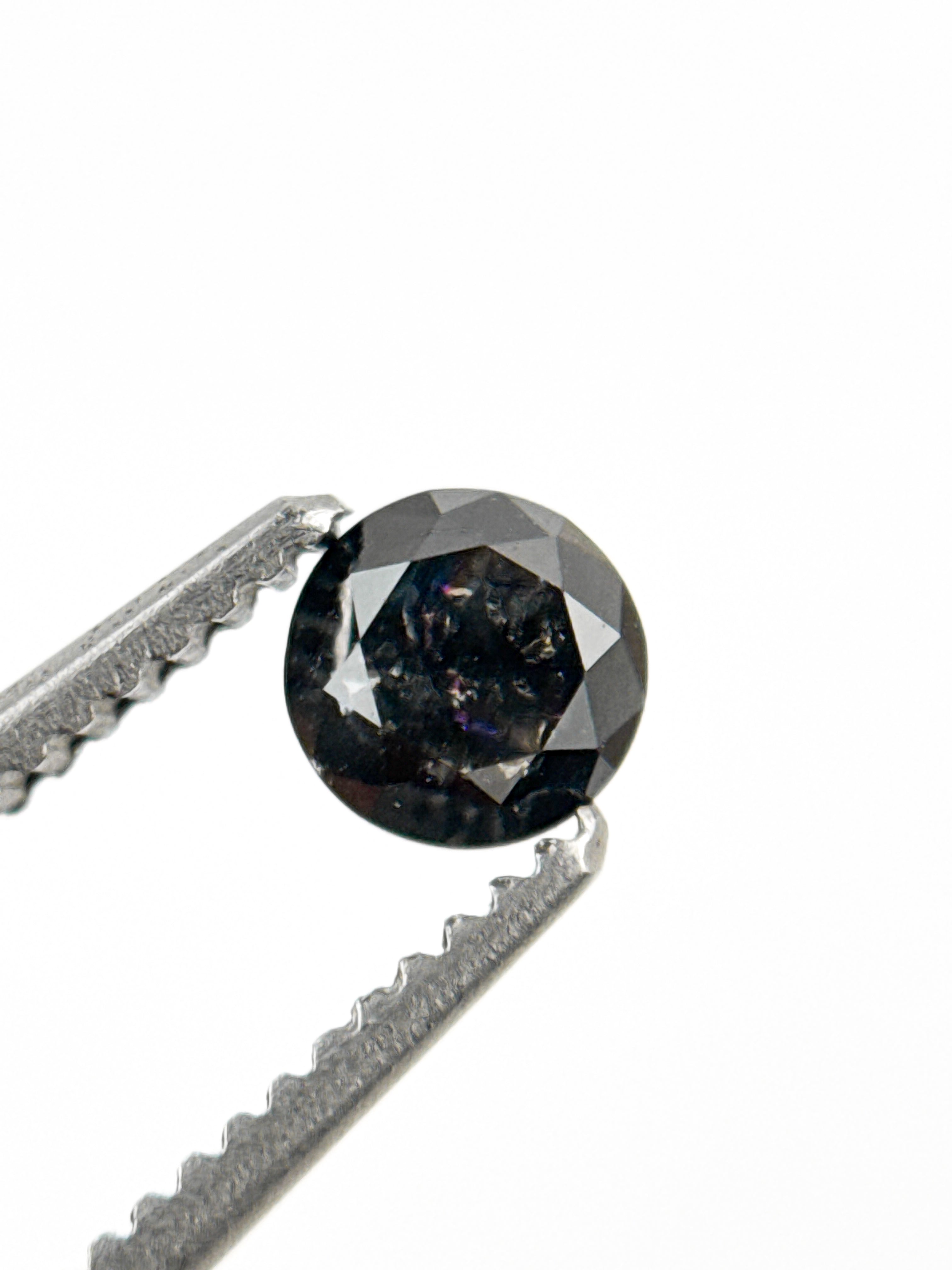 0.29 Ct Round Brilliant Cut Black Natural Inclusion Fancy Diamond