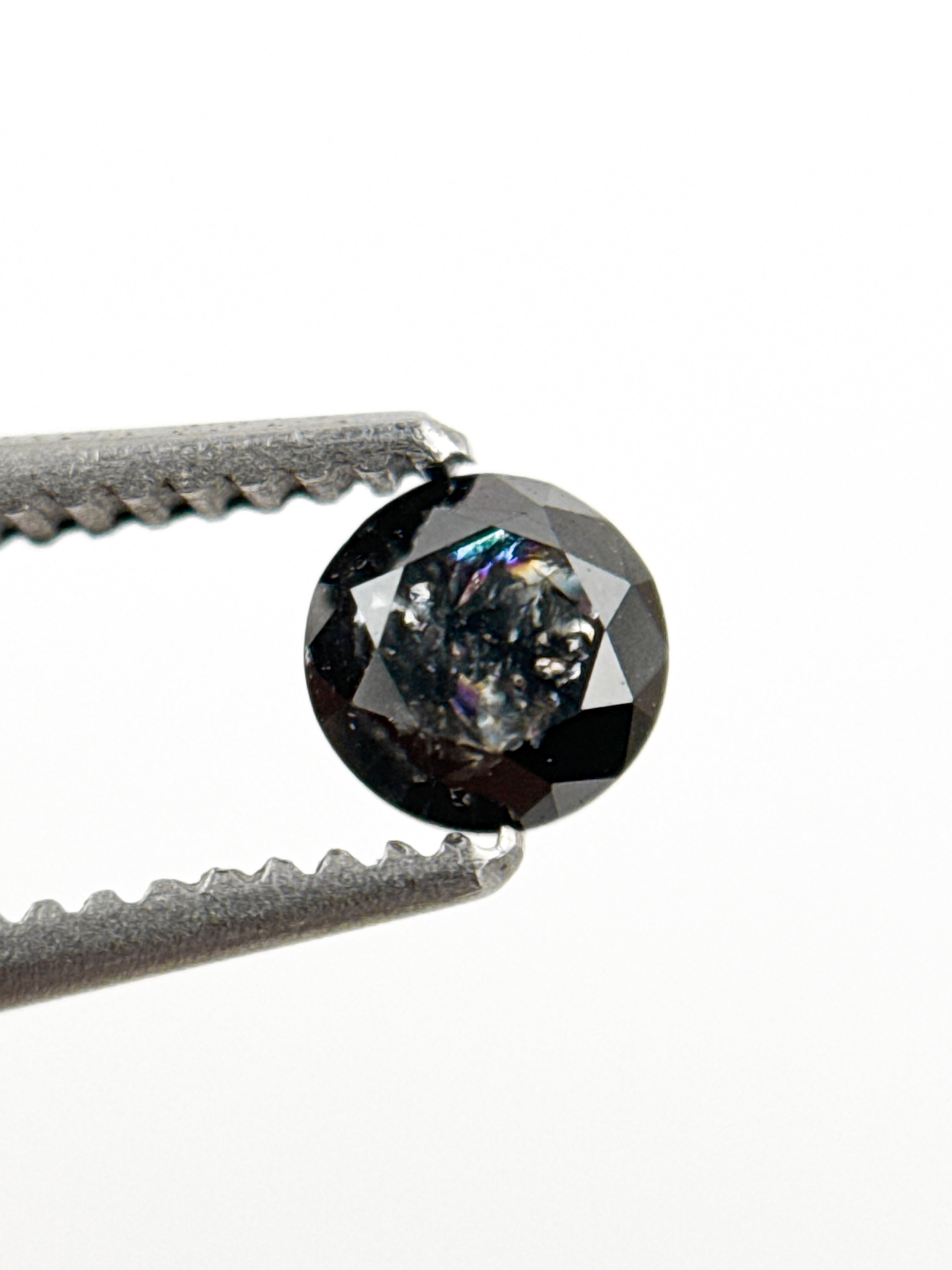 0.29 Ct Round Brilliant Cut Black Natural Inclusion Fancy Diamond