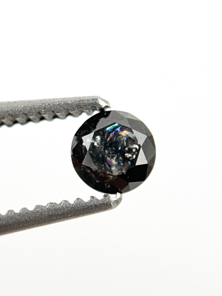 0.29 Ct Round Brilliant Cut Black Natural Inclusion Fancy Diamond