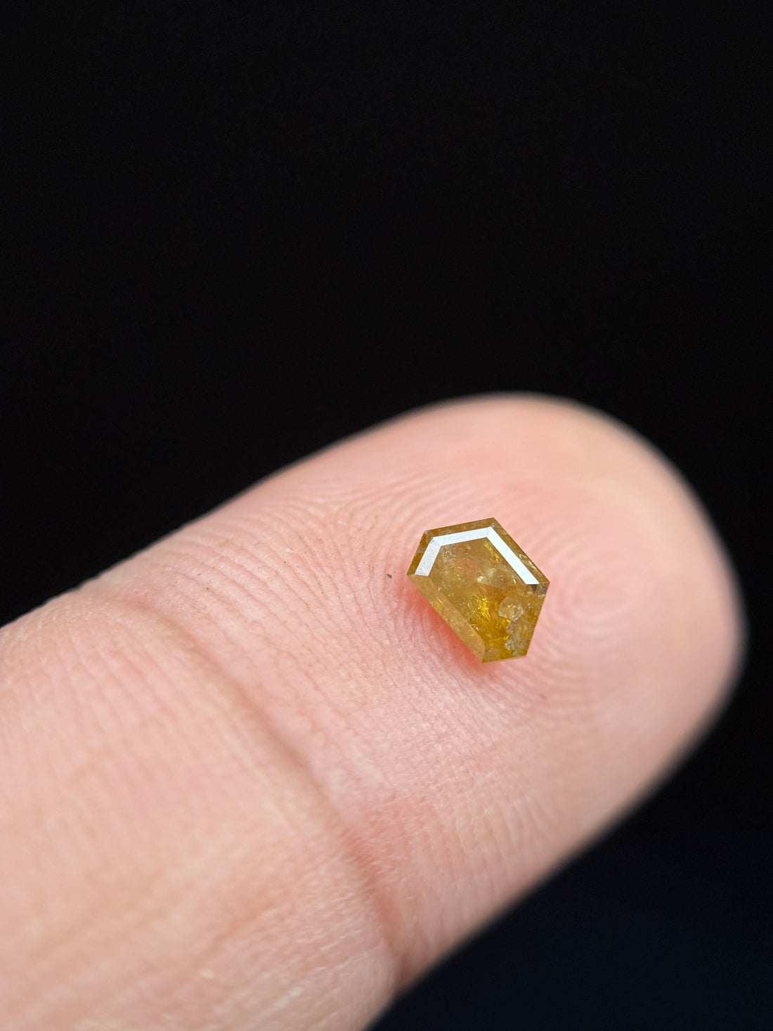 0.40 Ct Trapezoid Rose Cut Yellow Natural Salt and Pepper Diamond