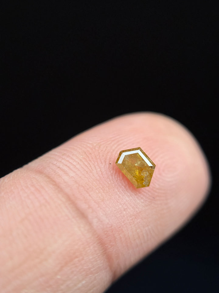 0.40 Ct Trapezoid Rose Cut Yellow Natural Salt and Pepper Diamond