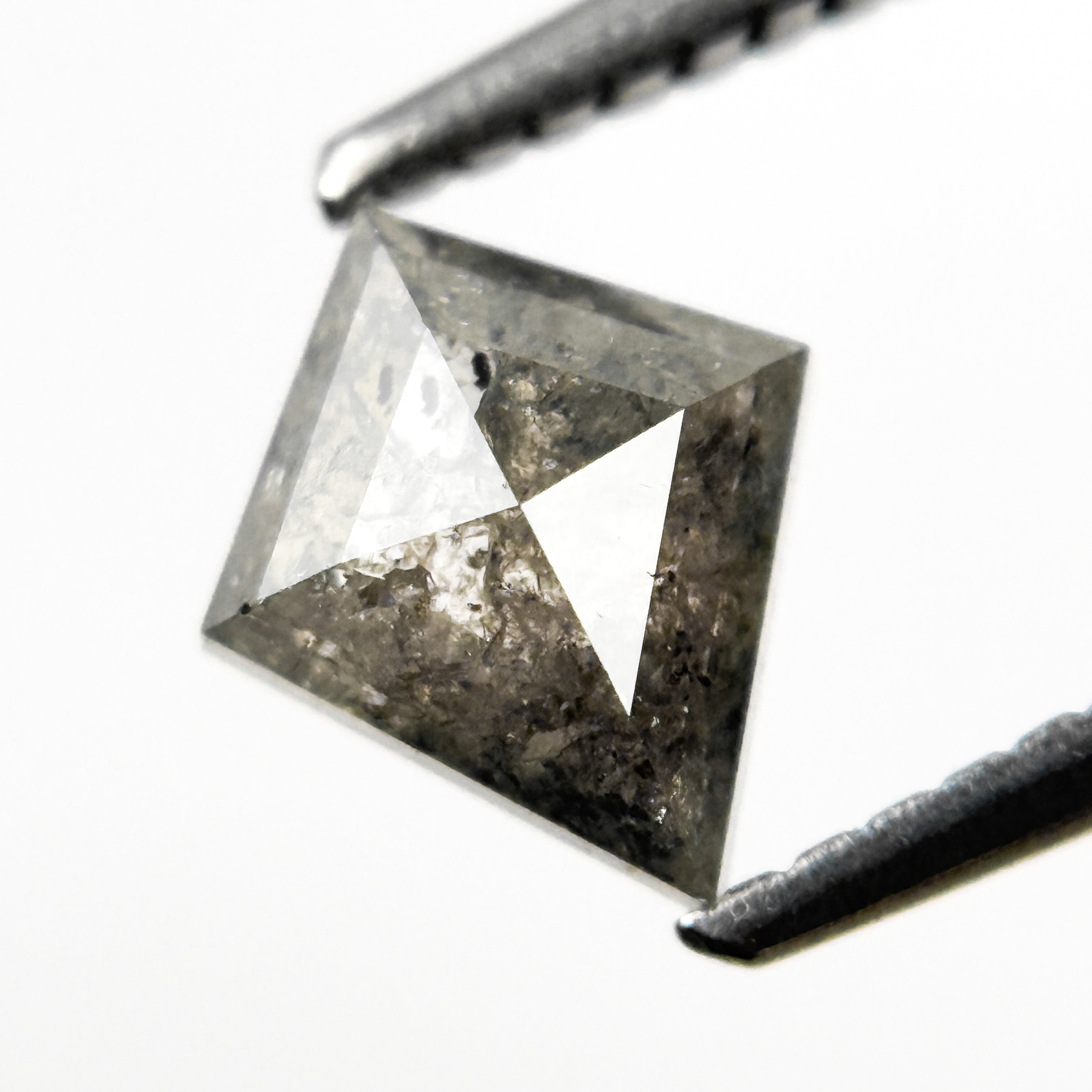 0.85 Ct Kite Rose Cut Grey Natural Salt and Pepper Diamond