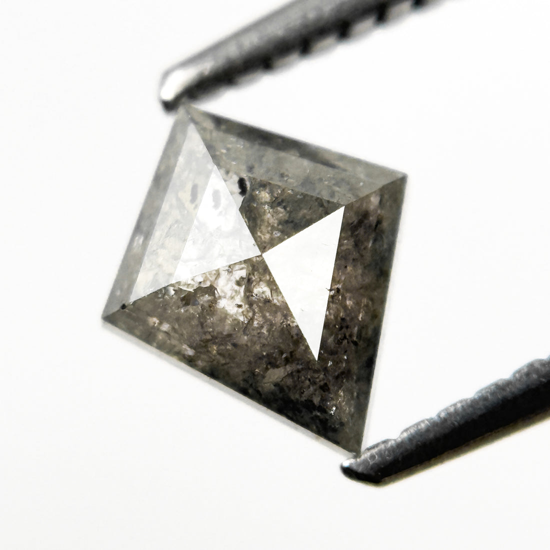 0.85 Ct Kite Rose Cut Grey Natural Salt and Pepper Diamond
