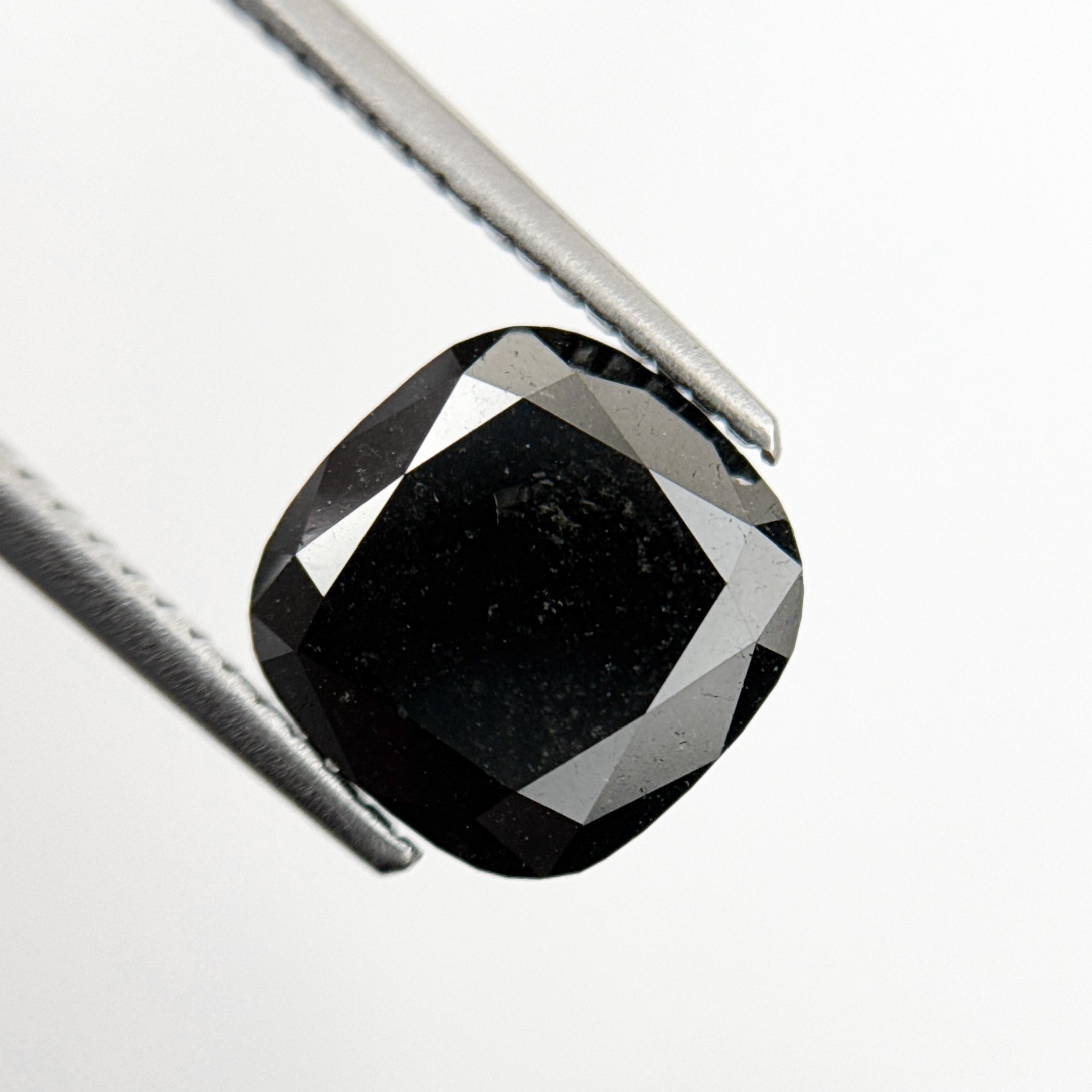 2.95 Ct Cushion Rose Cut Black Natural Vintage Diamond