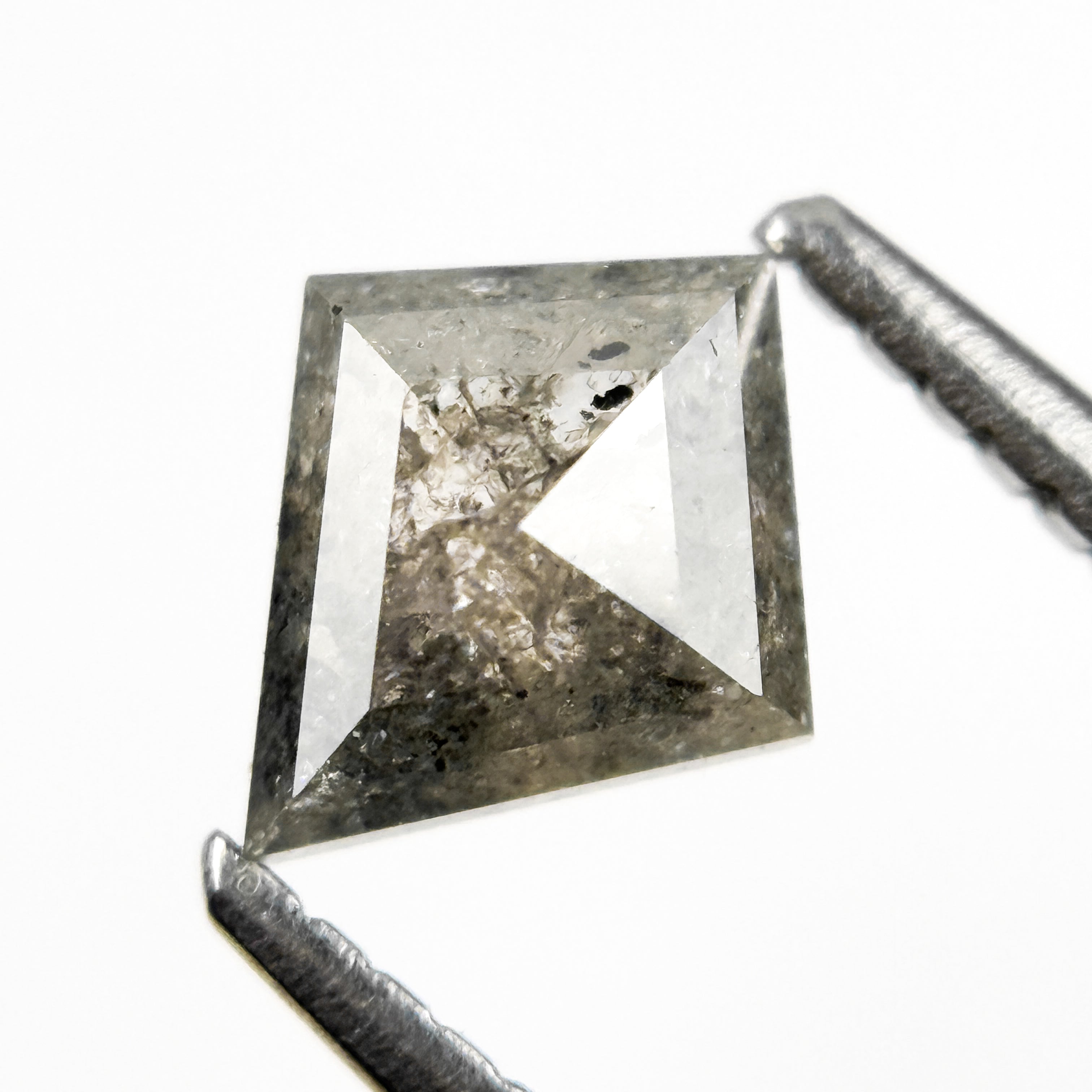 0.85 Ct Kite Rose Cut Grey Natural Salt and Pepper Diamond