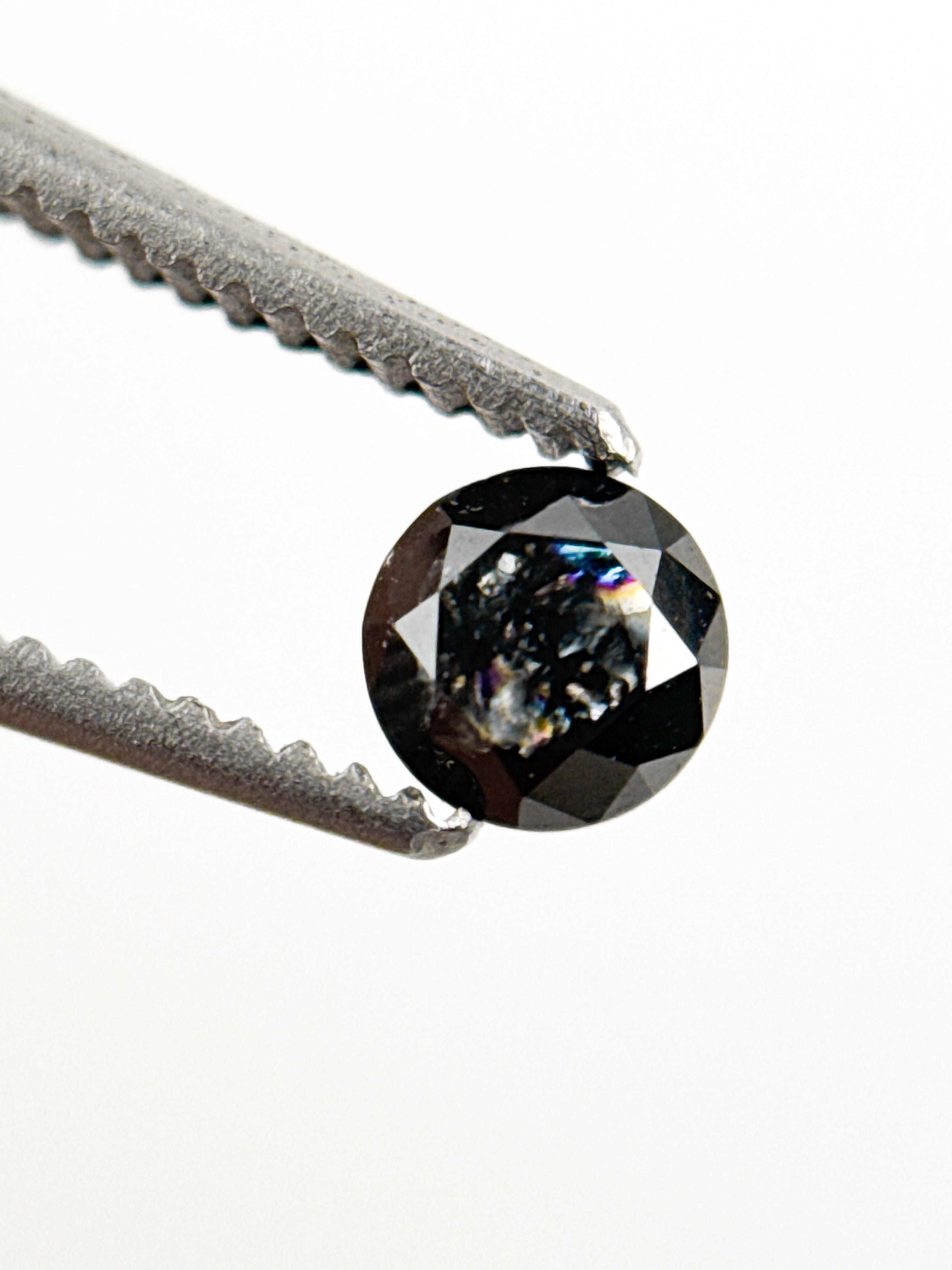 0.29 Ct Round Brilliant Cut Black Natural Inclusion Fancy Diamond