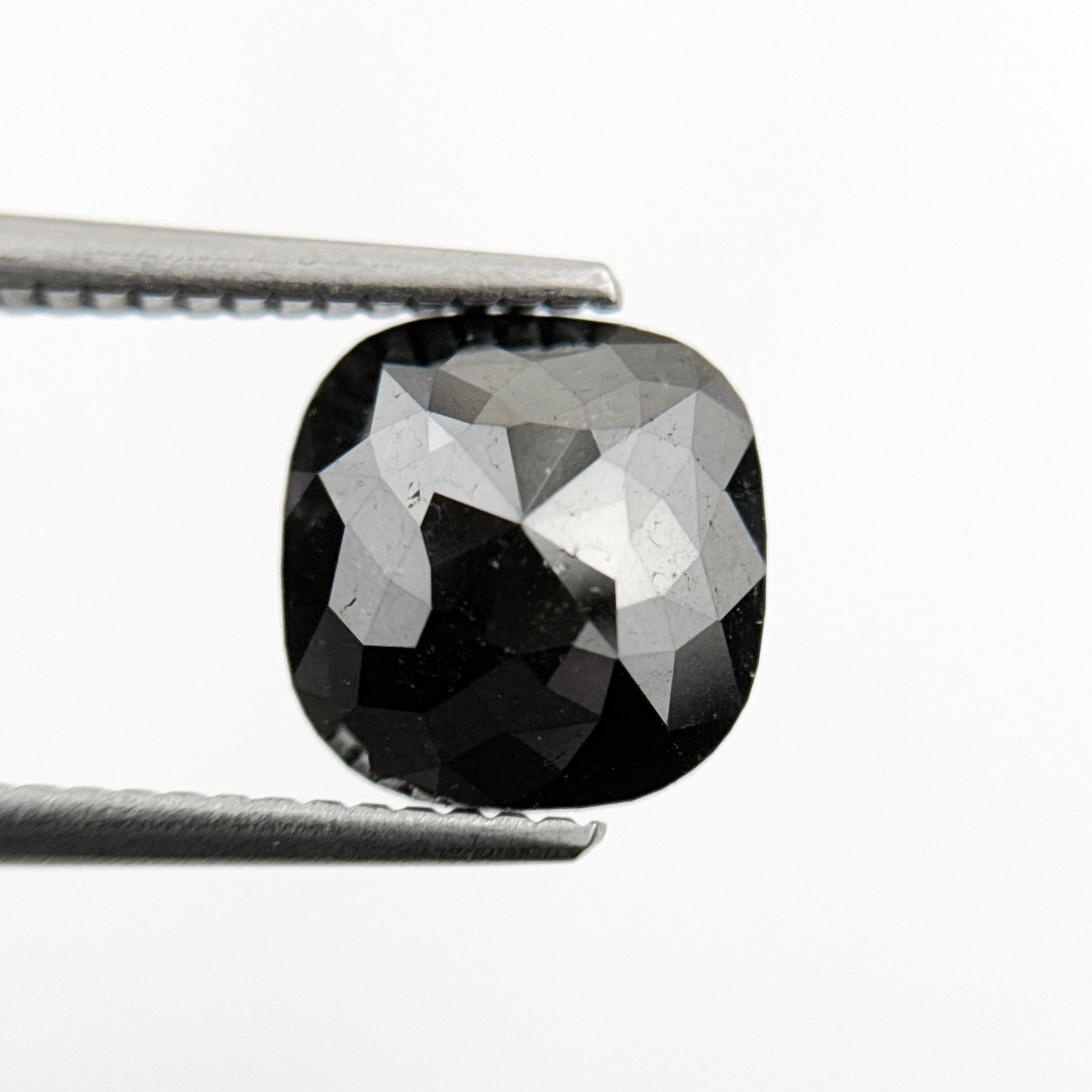 2.95 Ct Cushion Rose Cut Black Natural Vintage Diamond