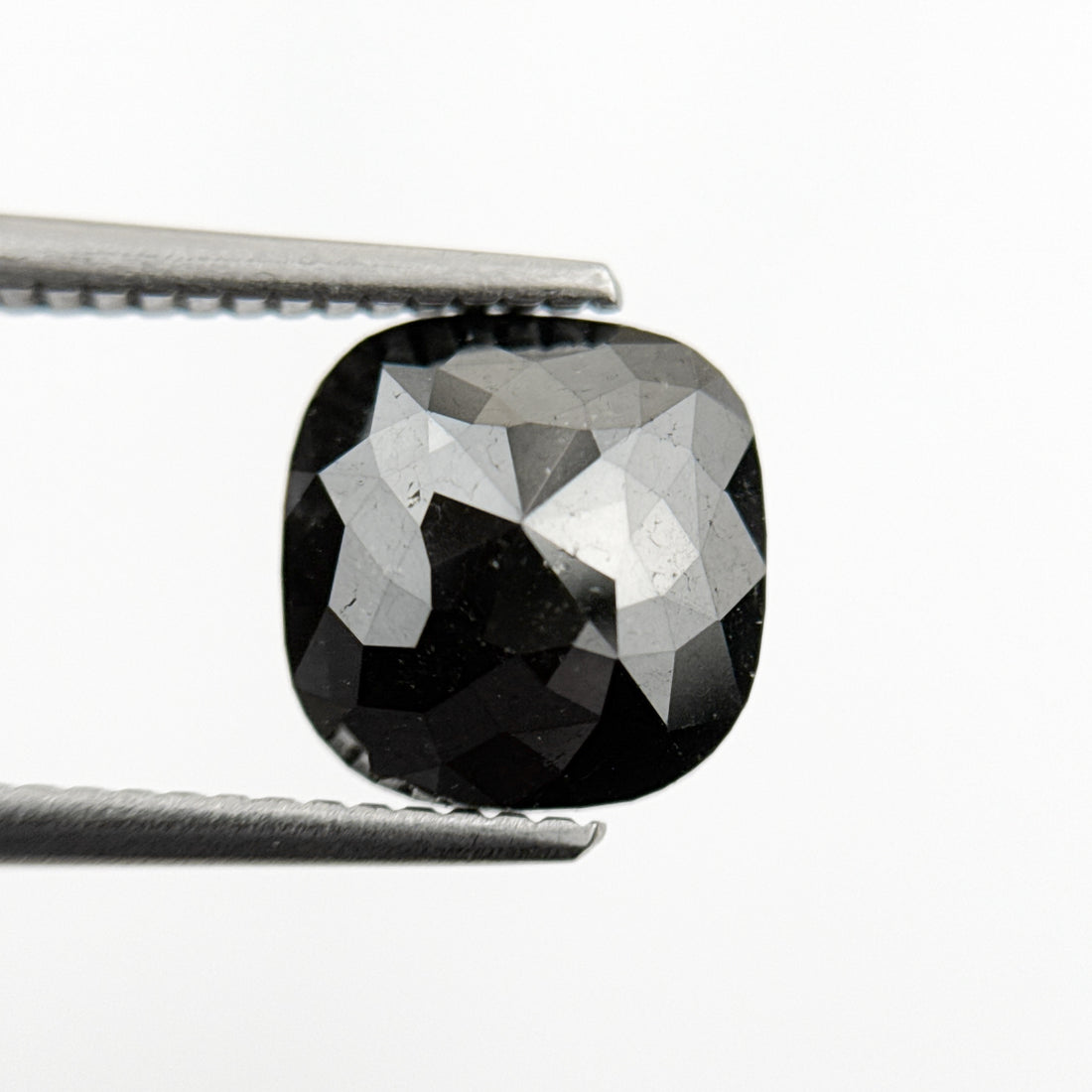 2.95 Ct Cushion Rose Cut Black Natural Vintage Diamond