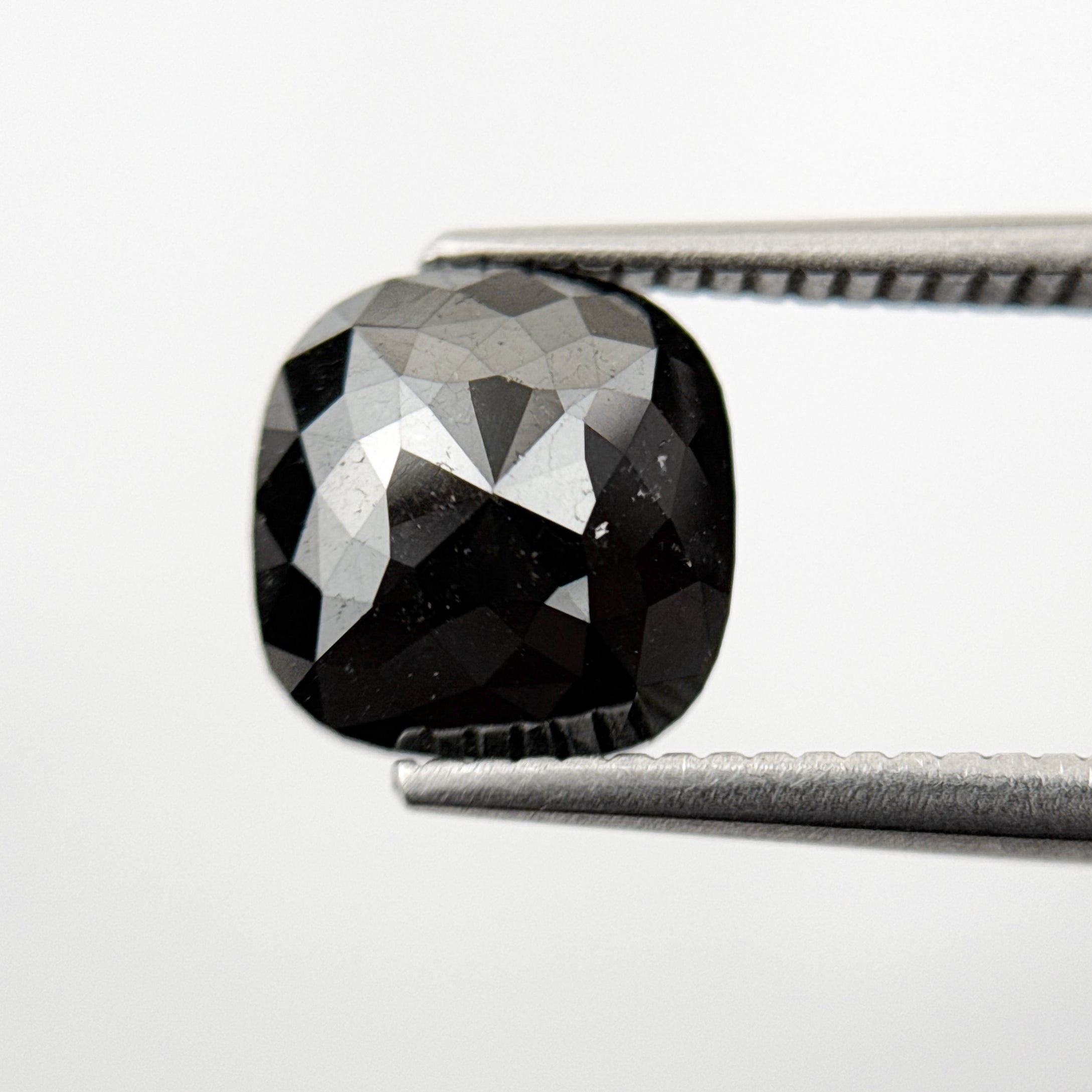 2.95 Ct Cushion Rose Cut Black Natural Vintage Diamond
