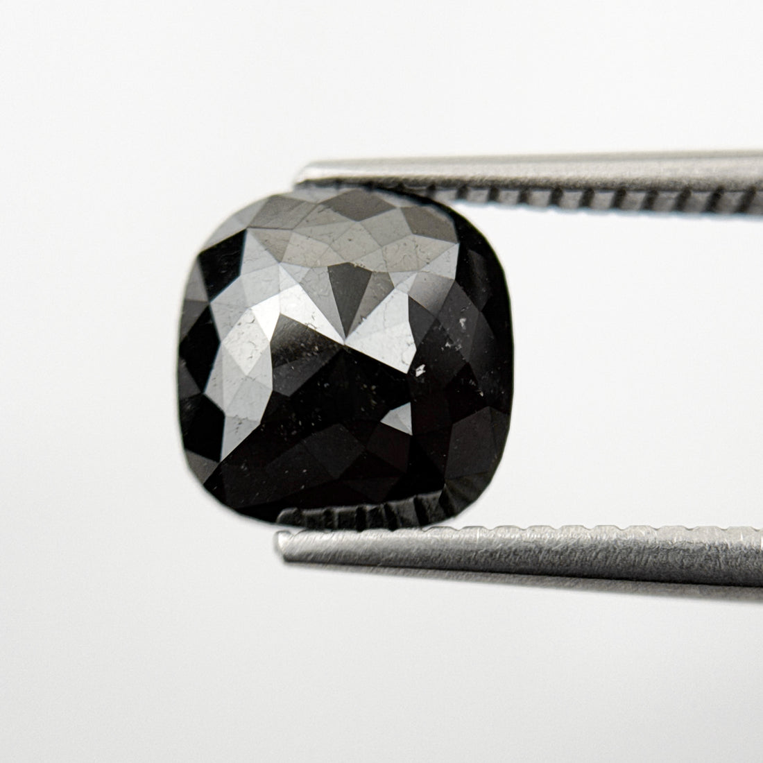 2.95 Ct Cushion Rose Cut Black Natural Vintage Diamond