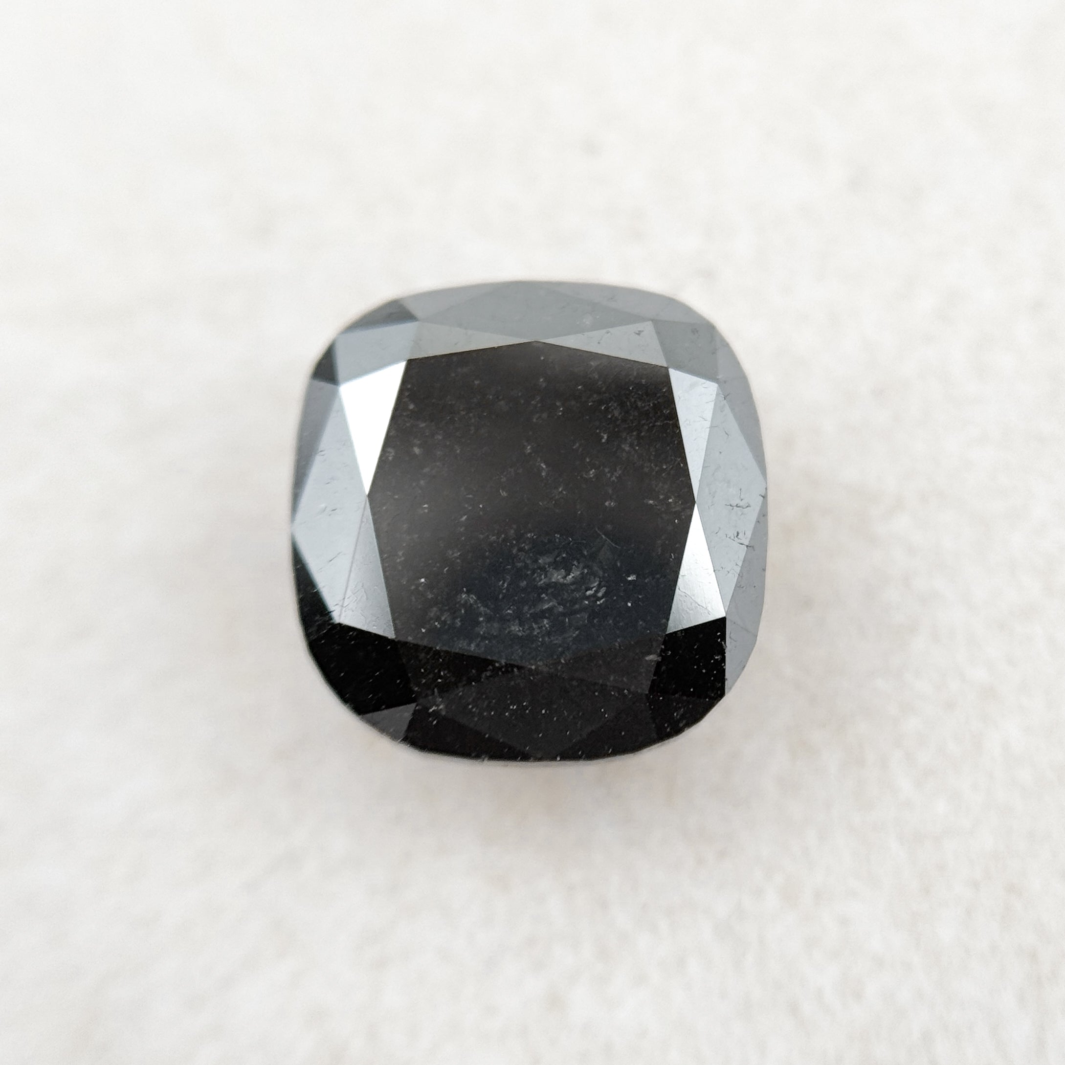 2.95 Ct Cushion Rose Cut Black Natural Vintage Diamond