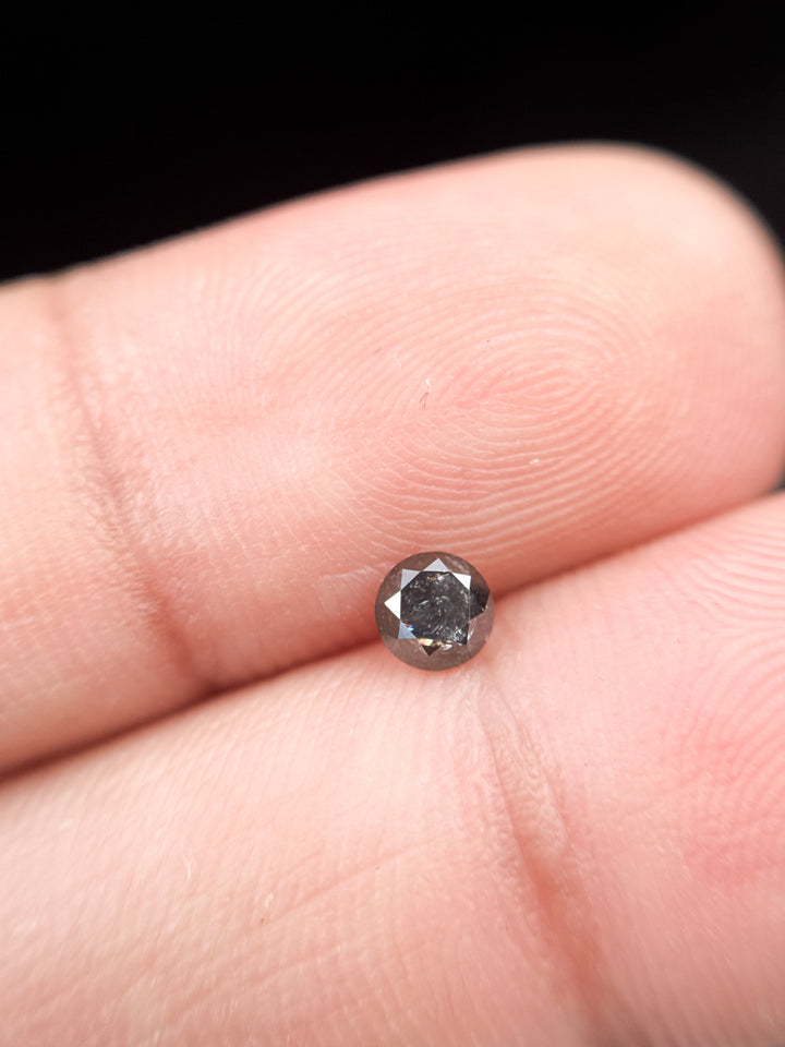0.29 Ct Round Brilliant Cut Black Natural Inclusion Fancy Diamond