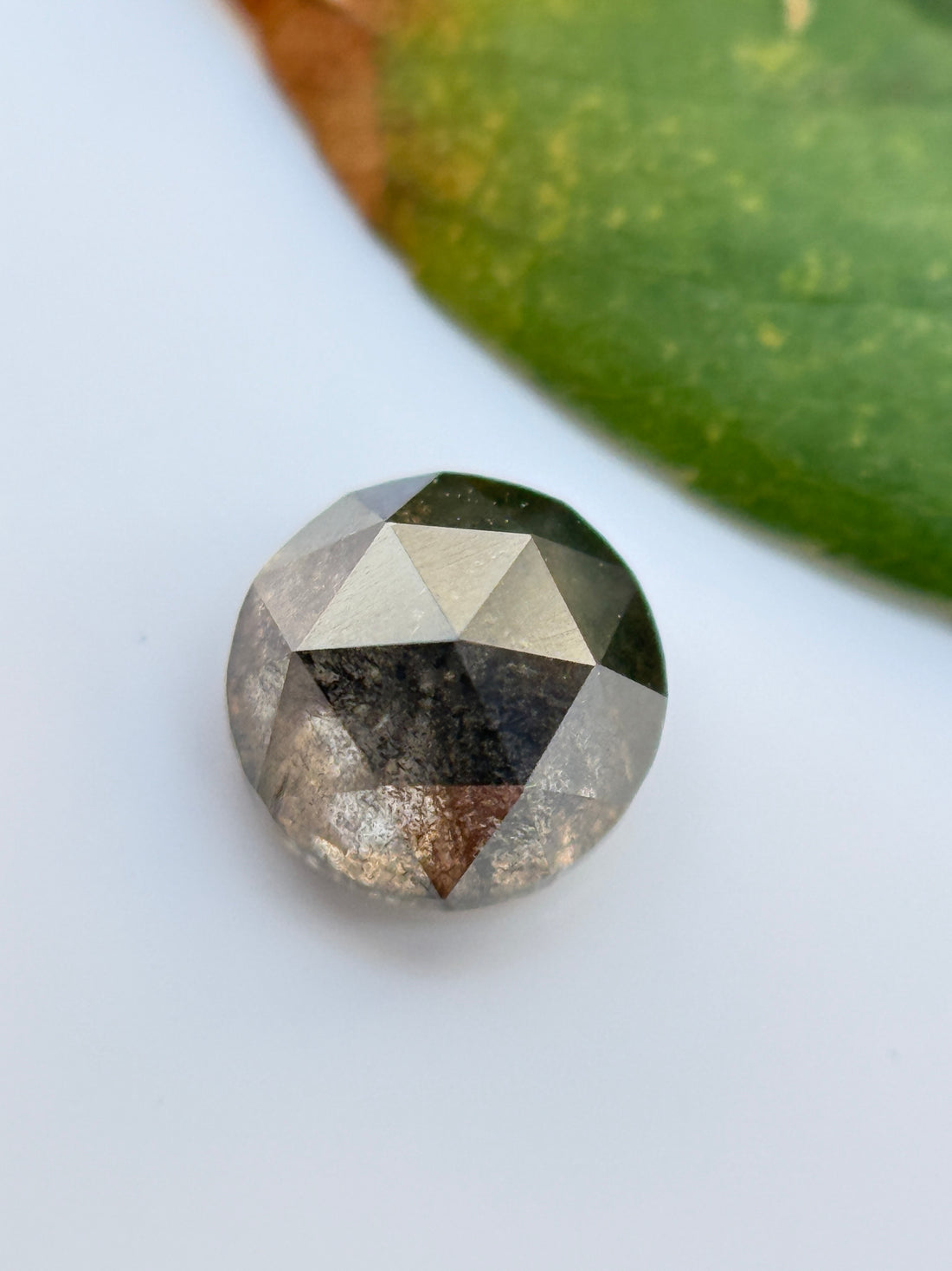 0.62 Ct Round Rose Cut Grey Natural Salt and Pepper Diamond
