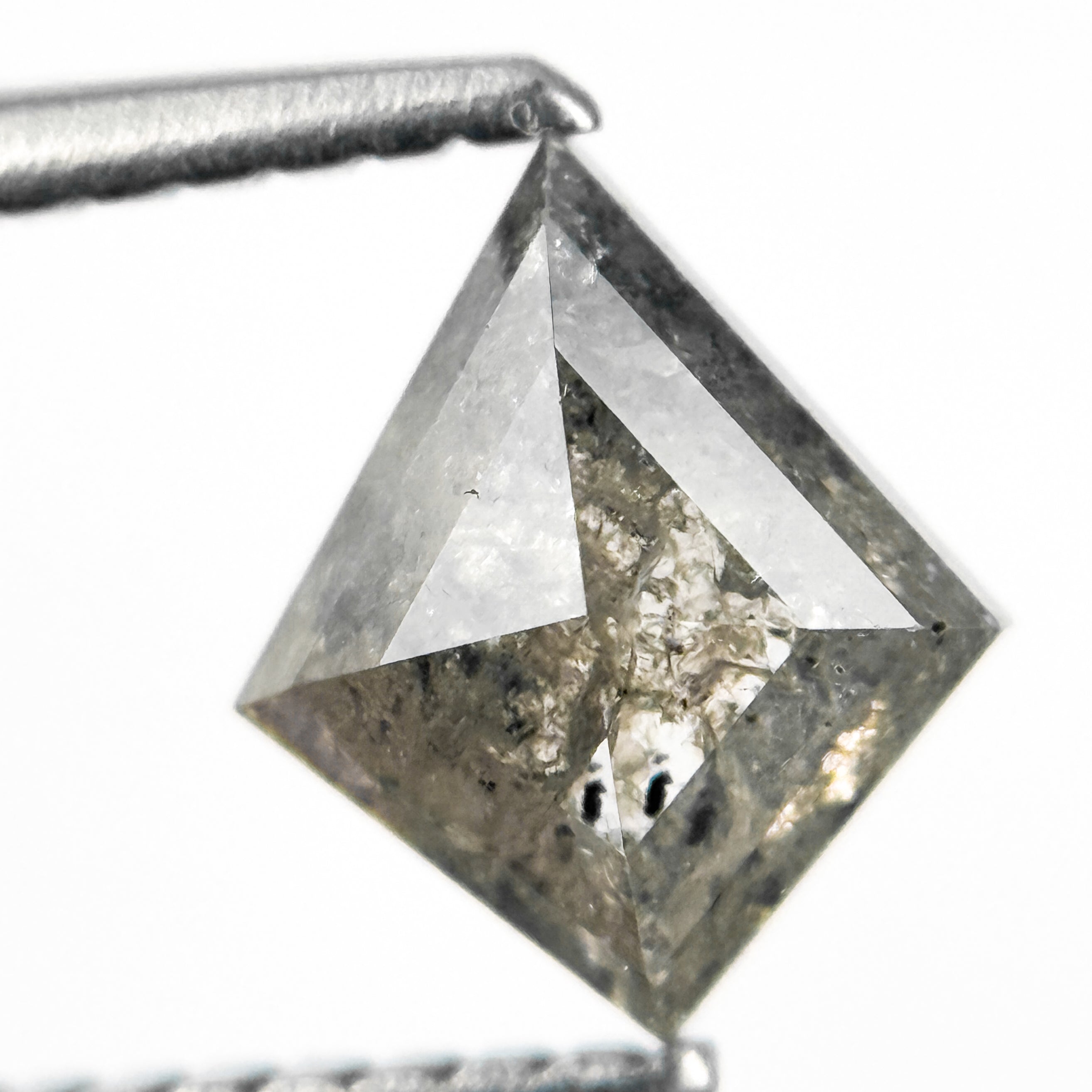 0.85 Ct Kite Rose Cut Grey Natural Salt and Pepper Diamond
