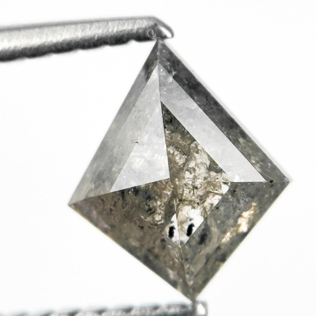 0.85 Ct Kite Rose Cut Grey Natural Salt and Pepper Diamond