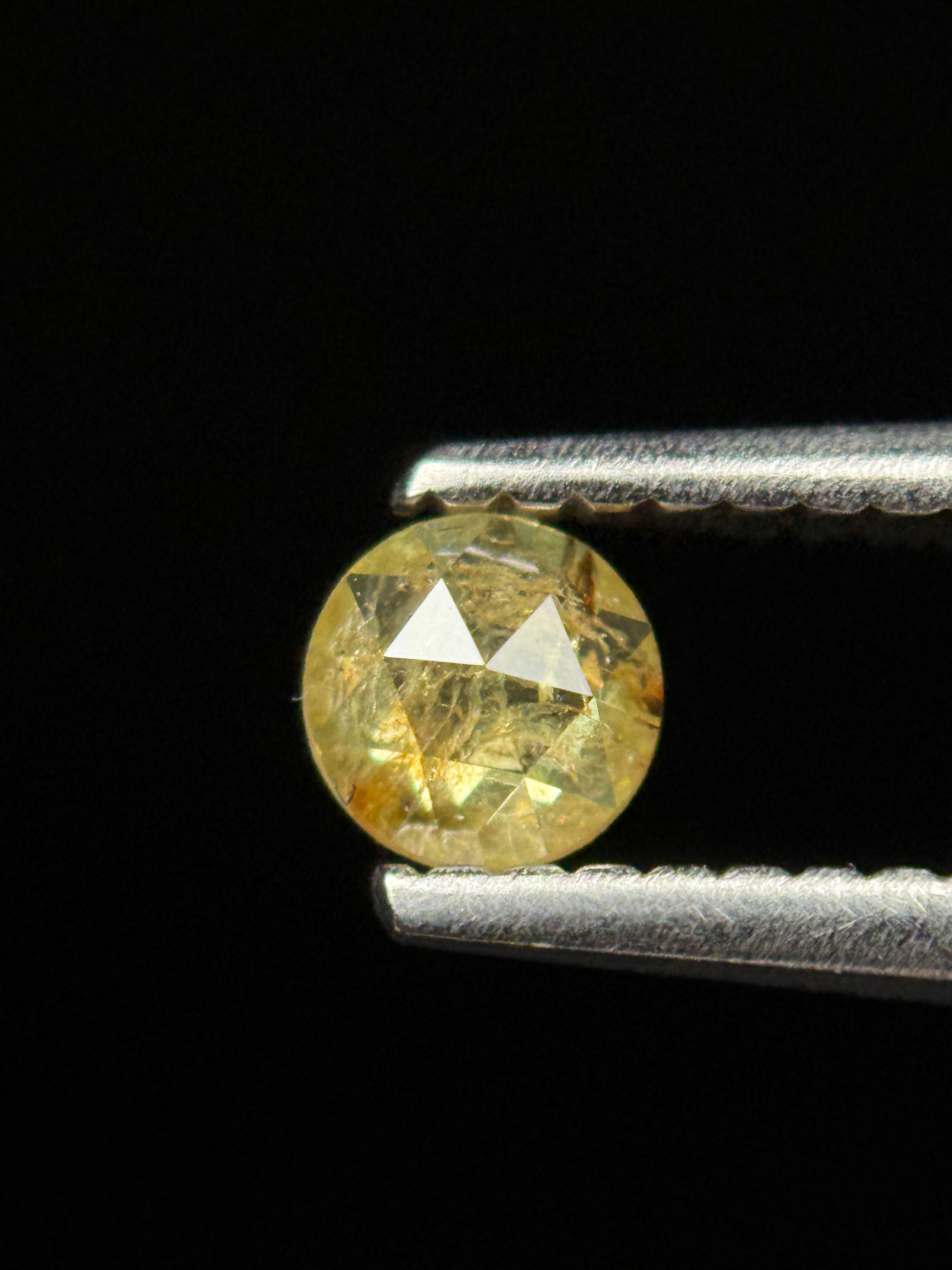 4 MM Round Rose Cut Yellow Natural Fancy Diamond