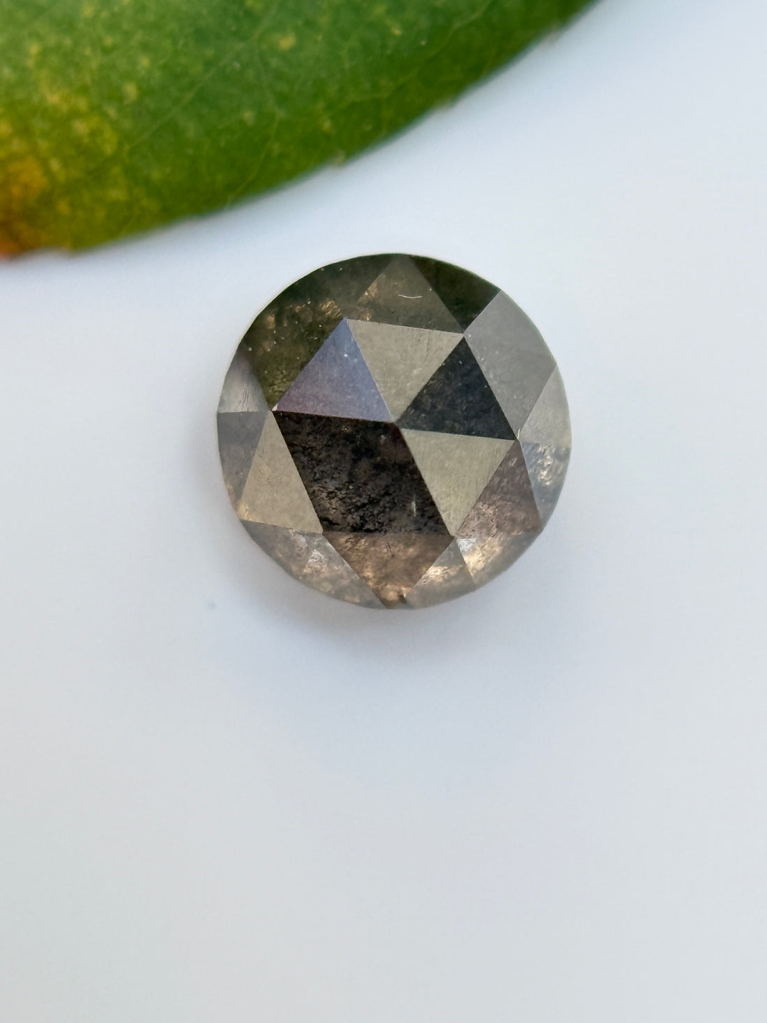 0.62 Ct Round Rose Cut Grey Natural Salt and Pepper Diamond