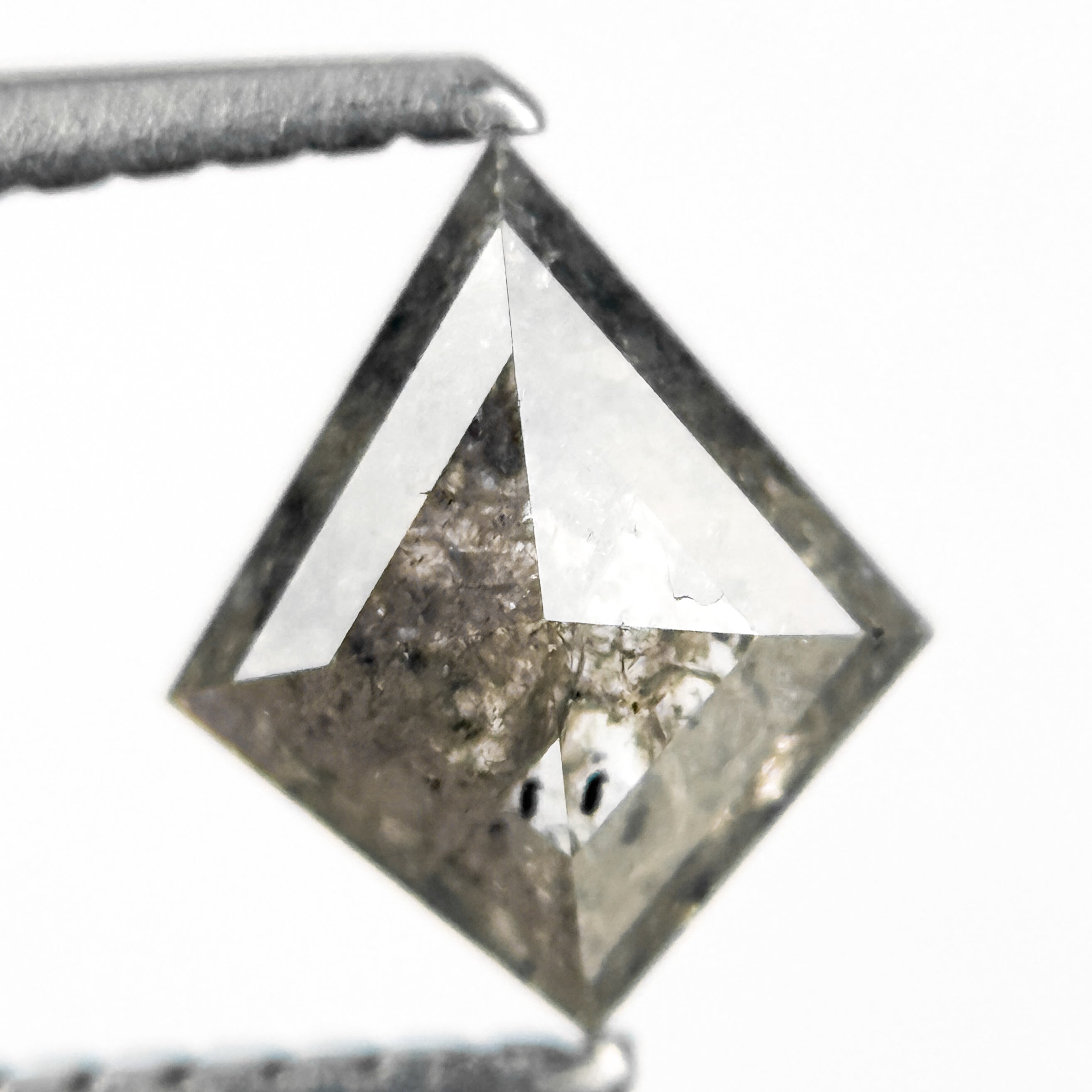 0.85 Ct Kite Rose Cut Grey Natural Salt and Pepper Diamond