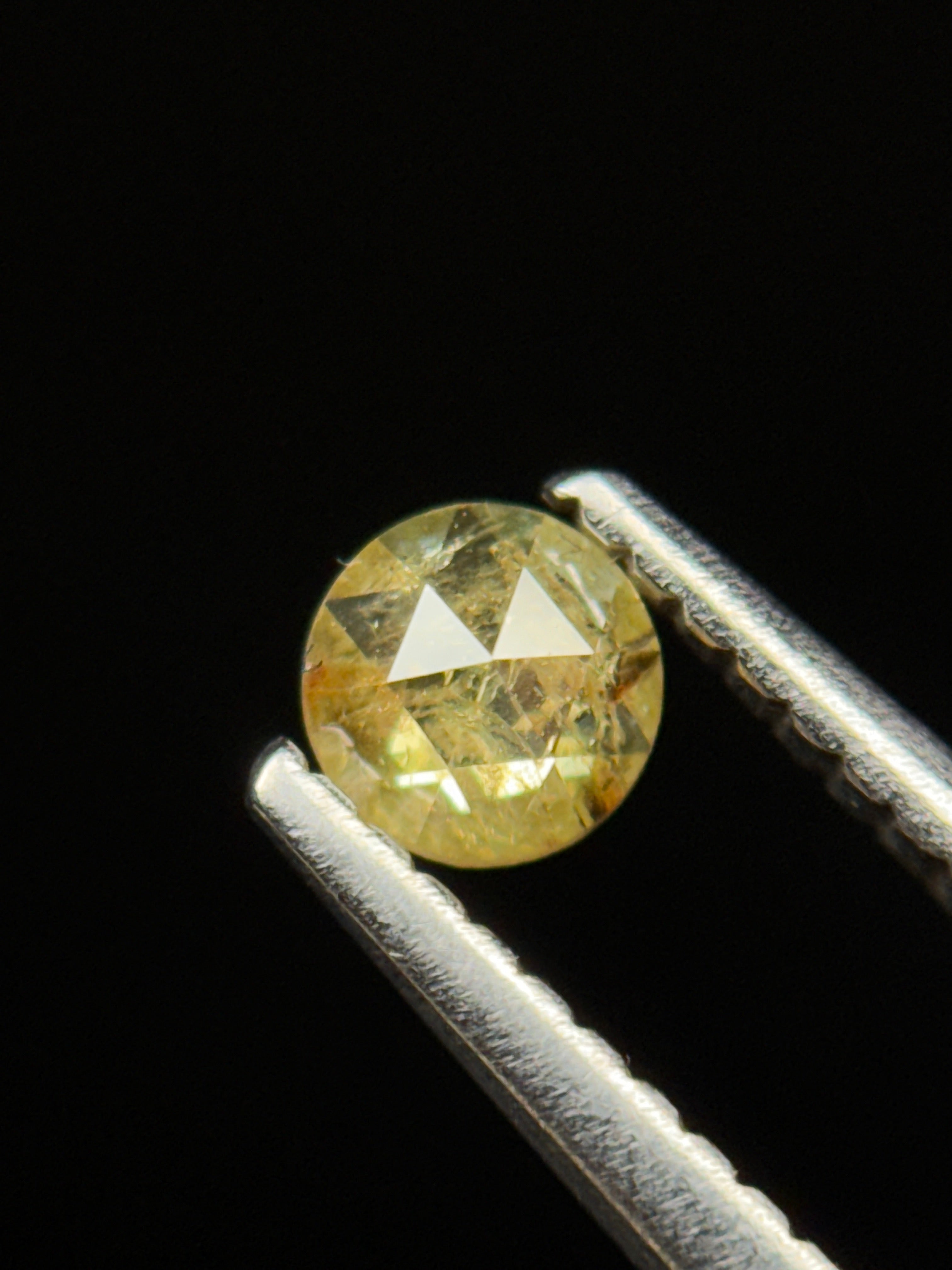 4 MM Round Rose Cut Yellow Natural Fancy Diamond