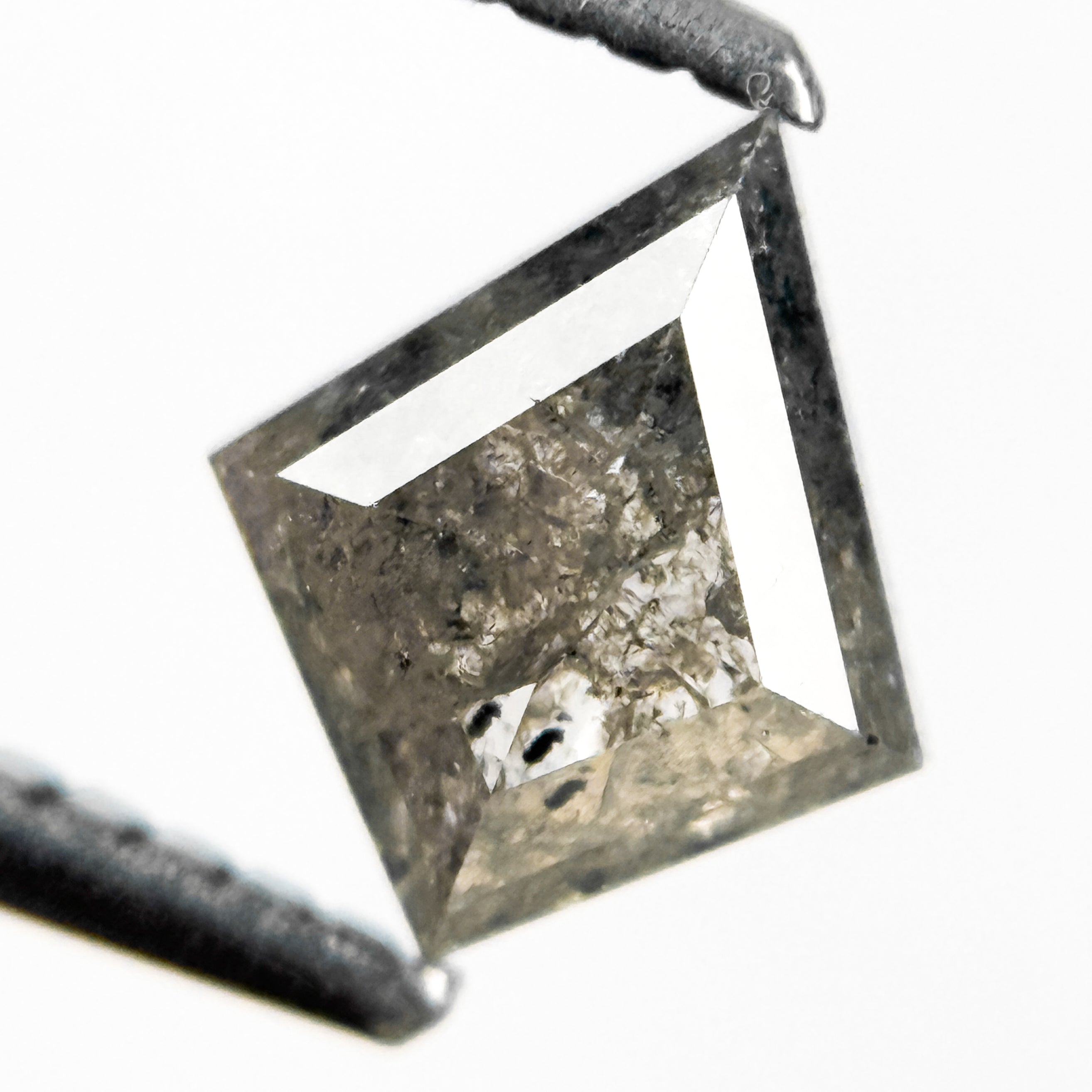 0.85 Ct Kite Rose Cut Grey Natural Salt and Pepper Diamond