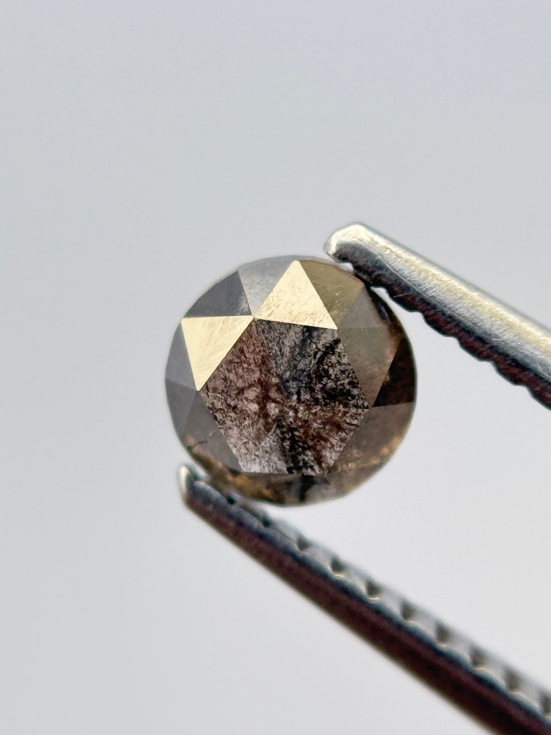 0.62 Ct Round Rose Cut Grey Natural Salt and Pepper Diamond